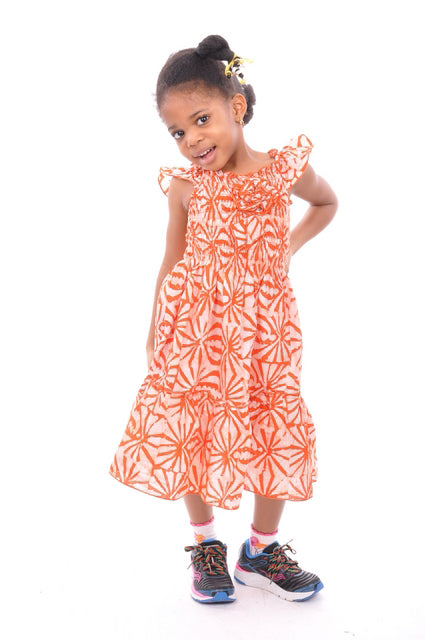 Orange Batik Dress for Girls-DPCSO01、mySite、solidvoid