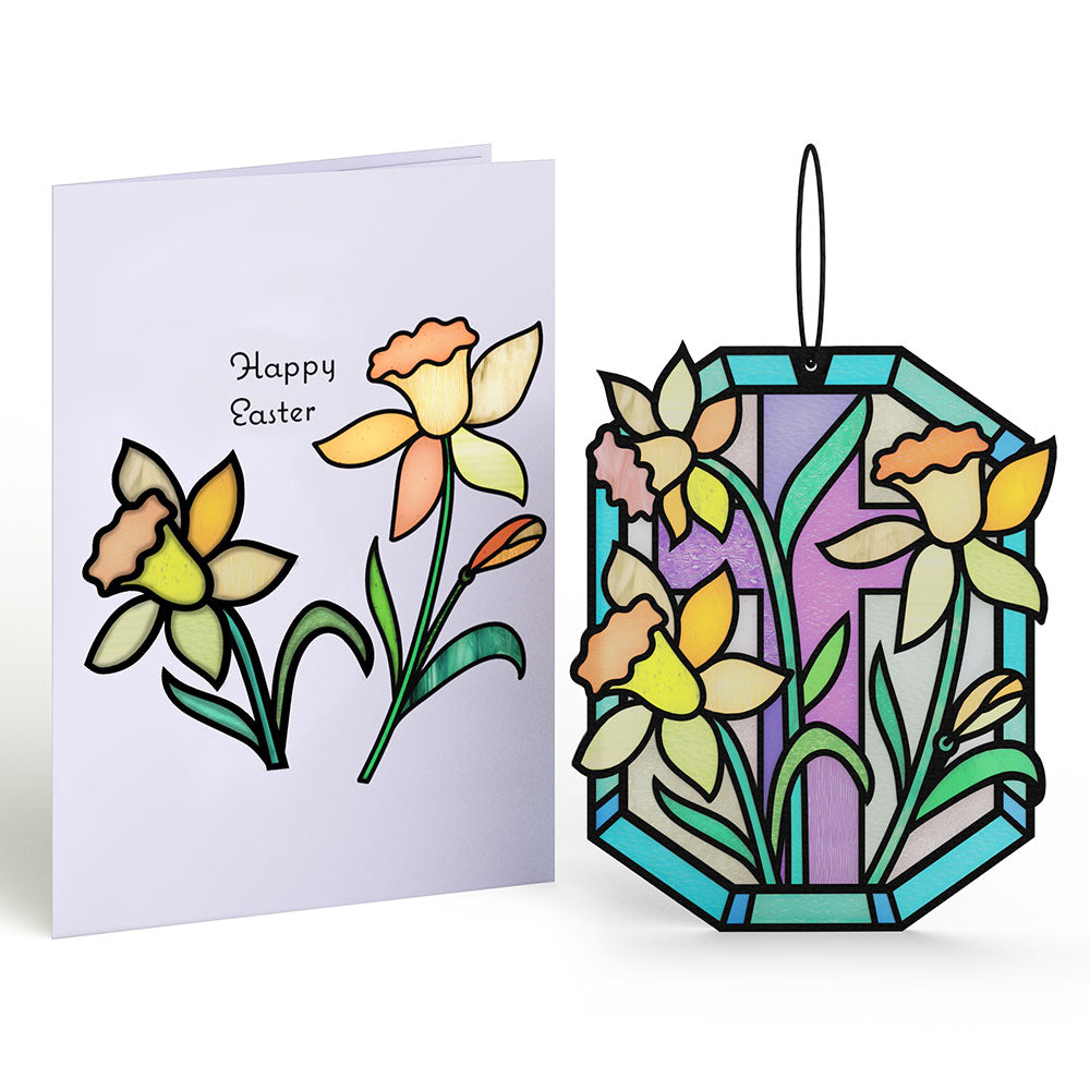 Happy Easter Daffodil Suncatcher Card、mySite、solidvoid
