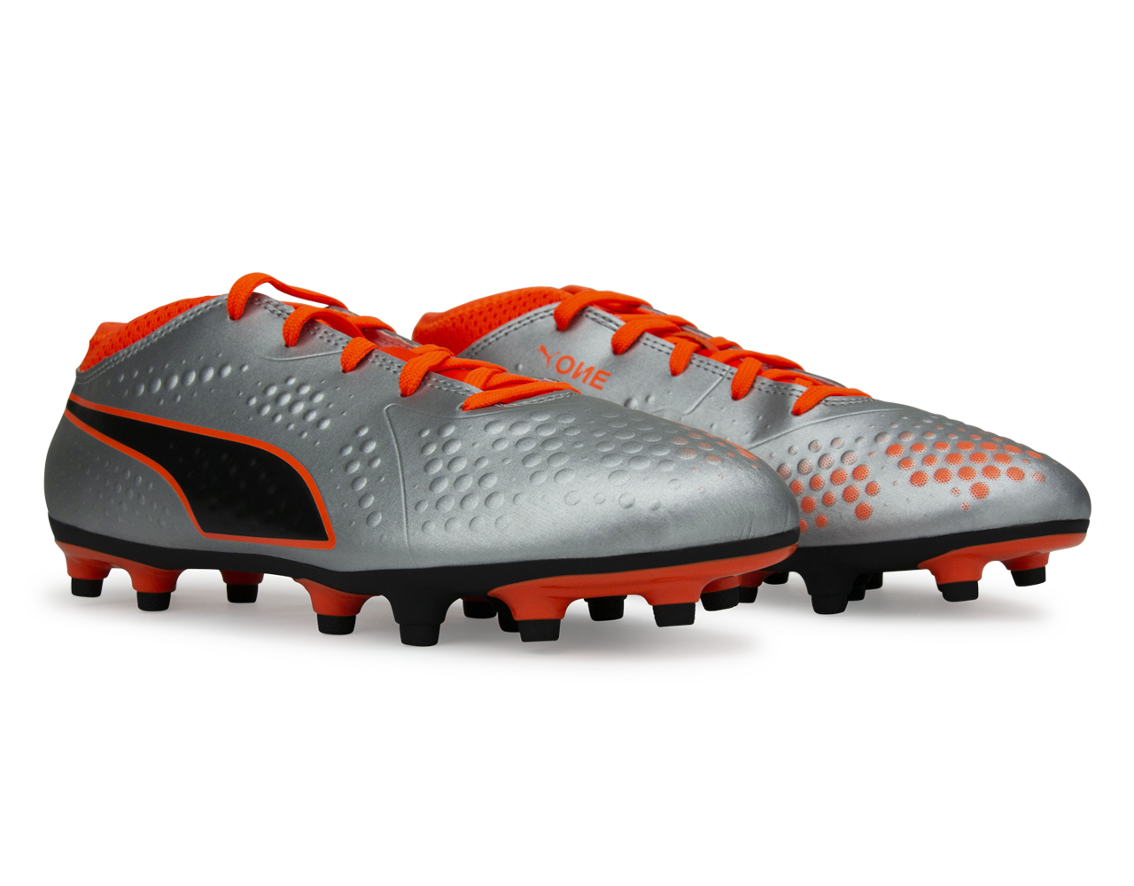 PUMA Kids One 4 Syn FG Silver/Orange/Black、mySite、noshort