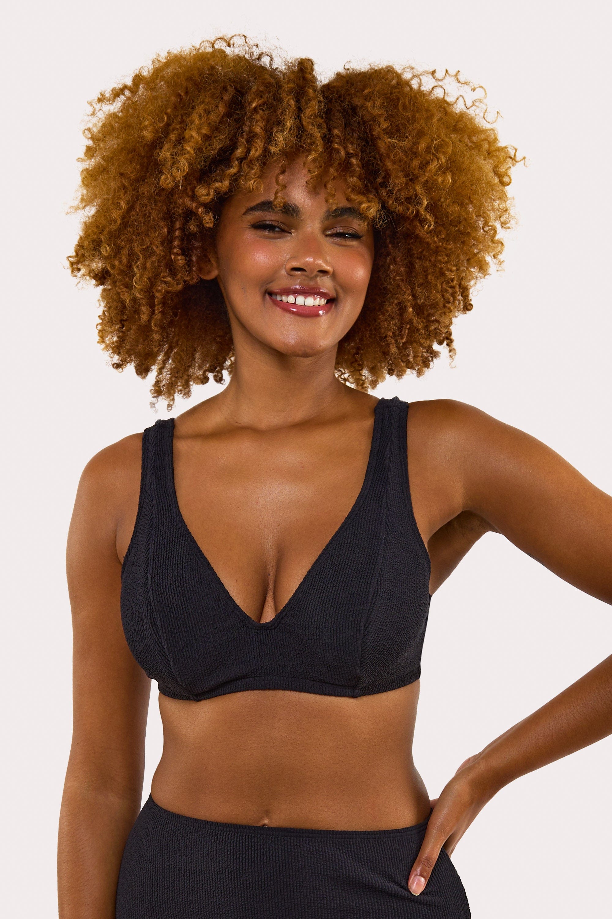 Mila Black Fuller Bust Scrunch Hidden Underwire Bikini Top、mySite、bengalsvssteelers