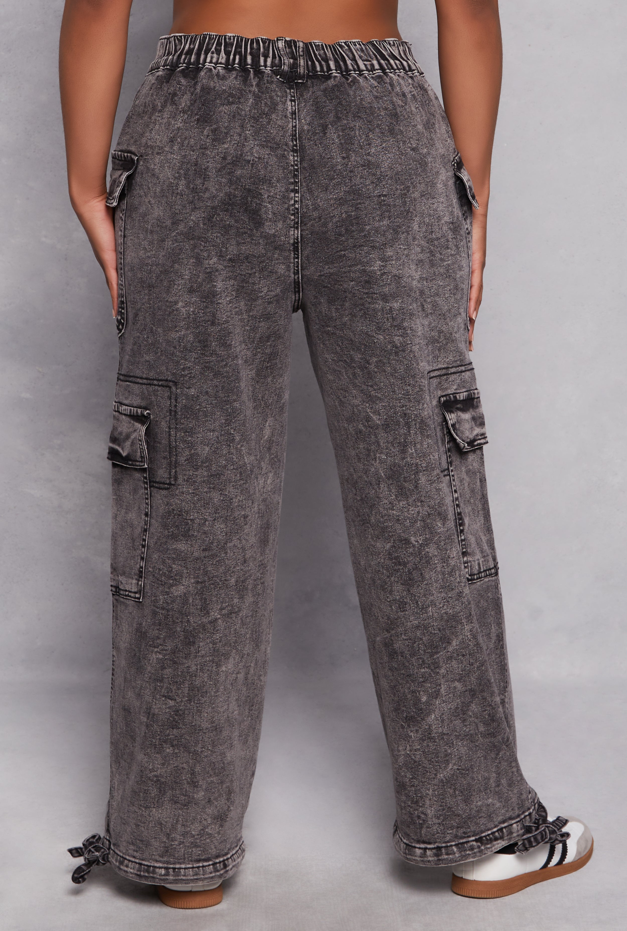 Plus Size Almost Famous Tie Hem Cargo Jeans、mySite、camillekostekn