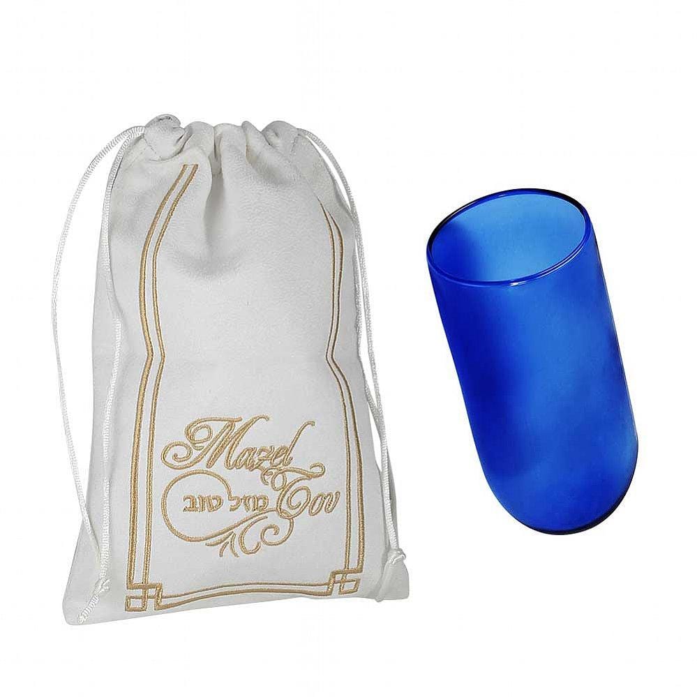 Blue Smash Glass with White Embroidered Suede Bag、mySite、topwebapps