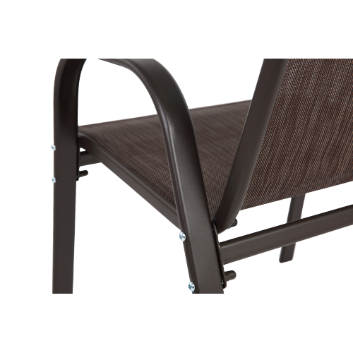 4 Piece Patio Chairs, Outdoor Camping Chairs with Breathable Textilene Fabric, Set of 2 Garden Chairs with Armrest High Backrest for Garden Patio Pool Beach Yard Space Saving ( Brown)、、casual