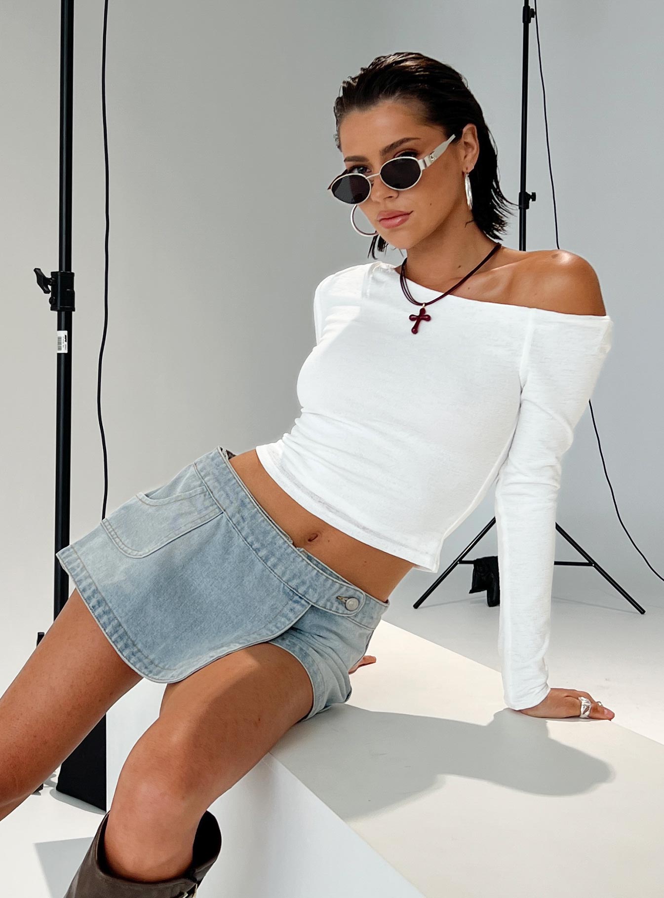 Down For The Ride Denim Skort Light Wash Tall、mySite、solidvoid