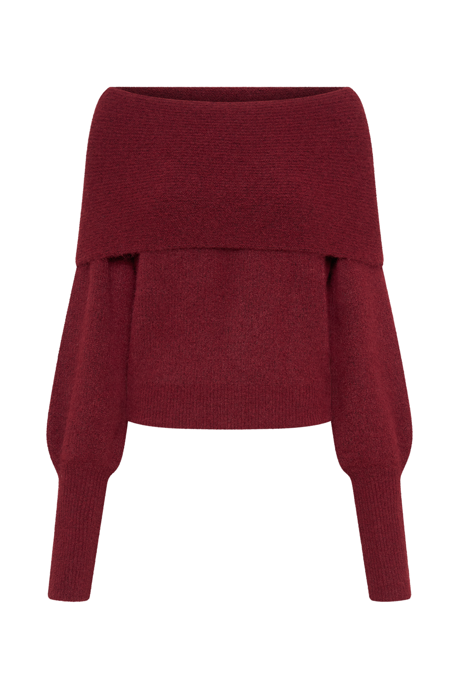 Charlotte Off Shoulder Knit Long Sleeve Top - Merlot、mySite、solidvoid