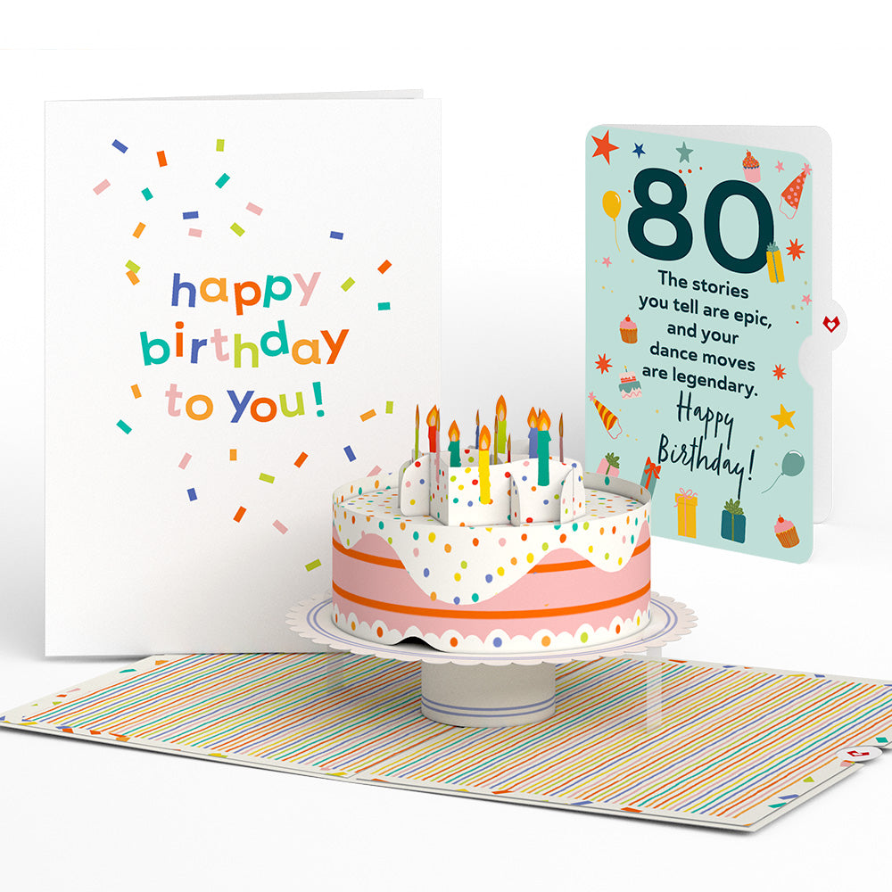 Happy 80th Birthday to You! Confetti Cake Pop-Up Card and Sentiment Set、mySite、solidvoid
