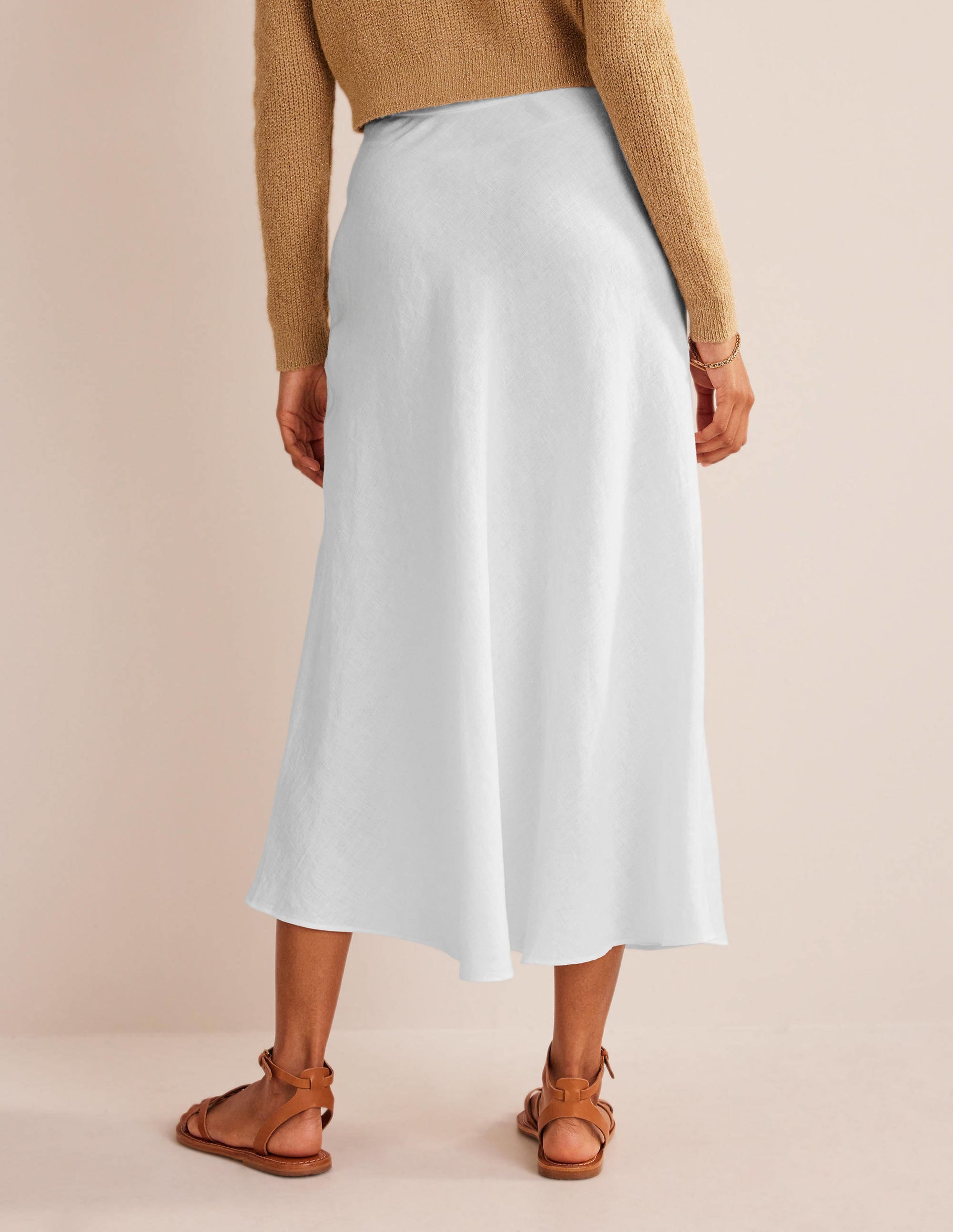 Bias Linen Midi Skirt-White、mySite、ashleygrahame