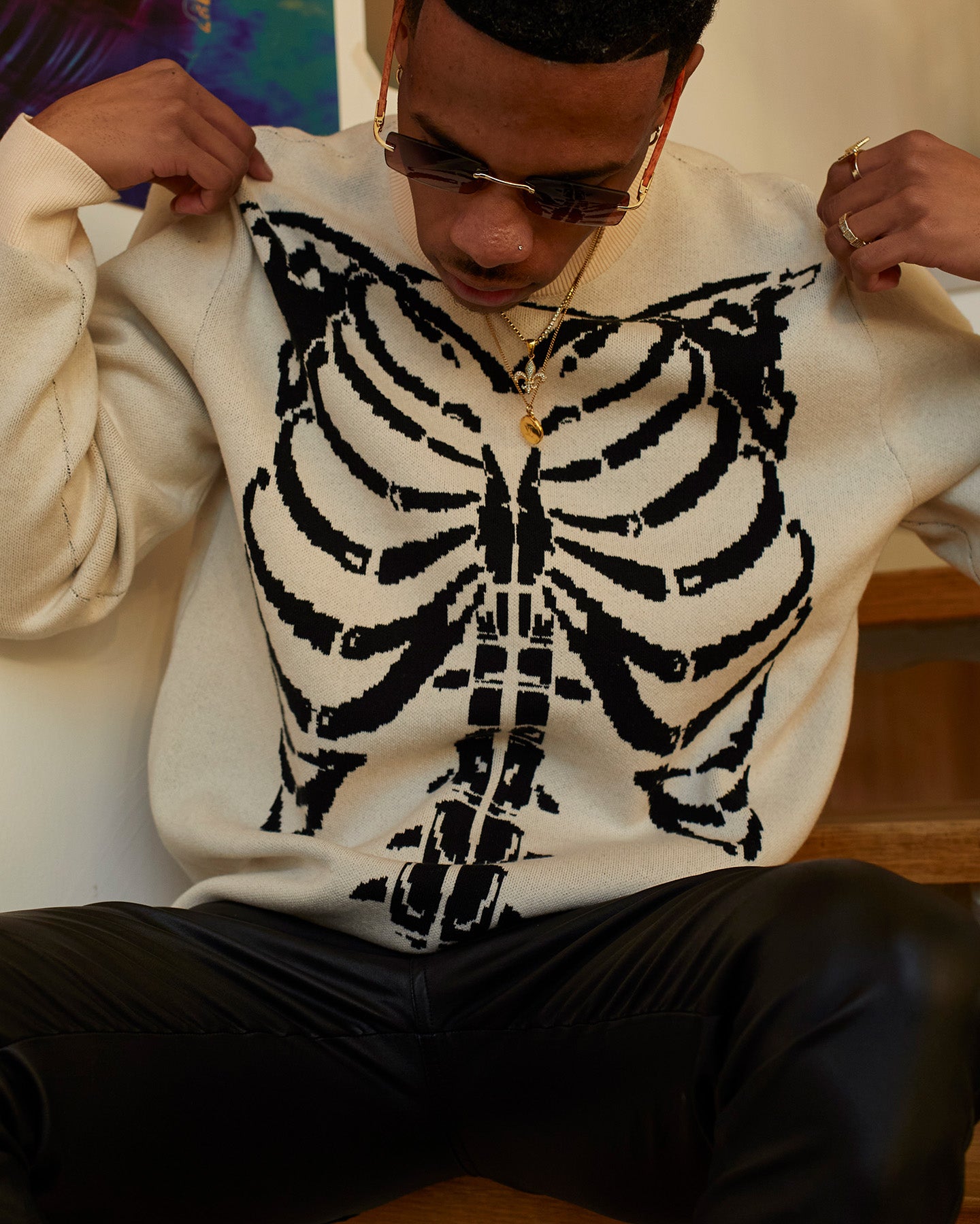 XXIII Isaac Knit Skeleton Sweater Black/White、mySite、zt4zffjzw