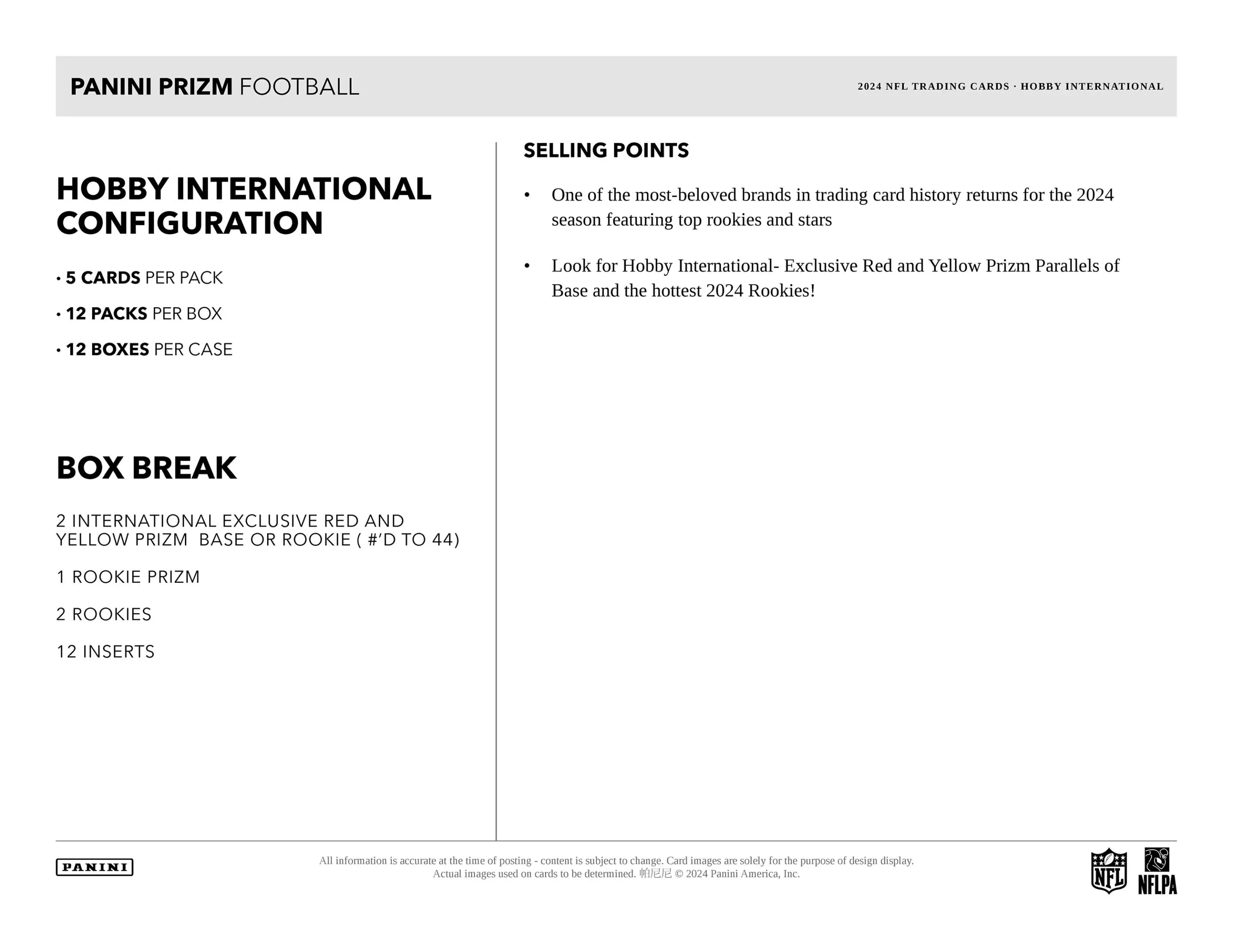 Panini Prizm NFL Football 2024 - International Hobby Box、mySite、waistdrama