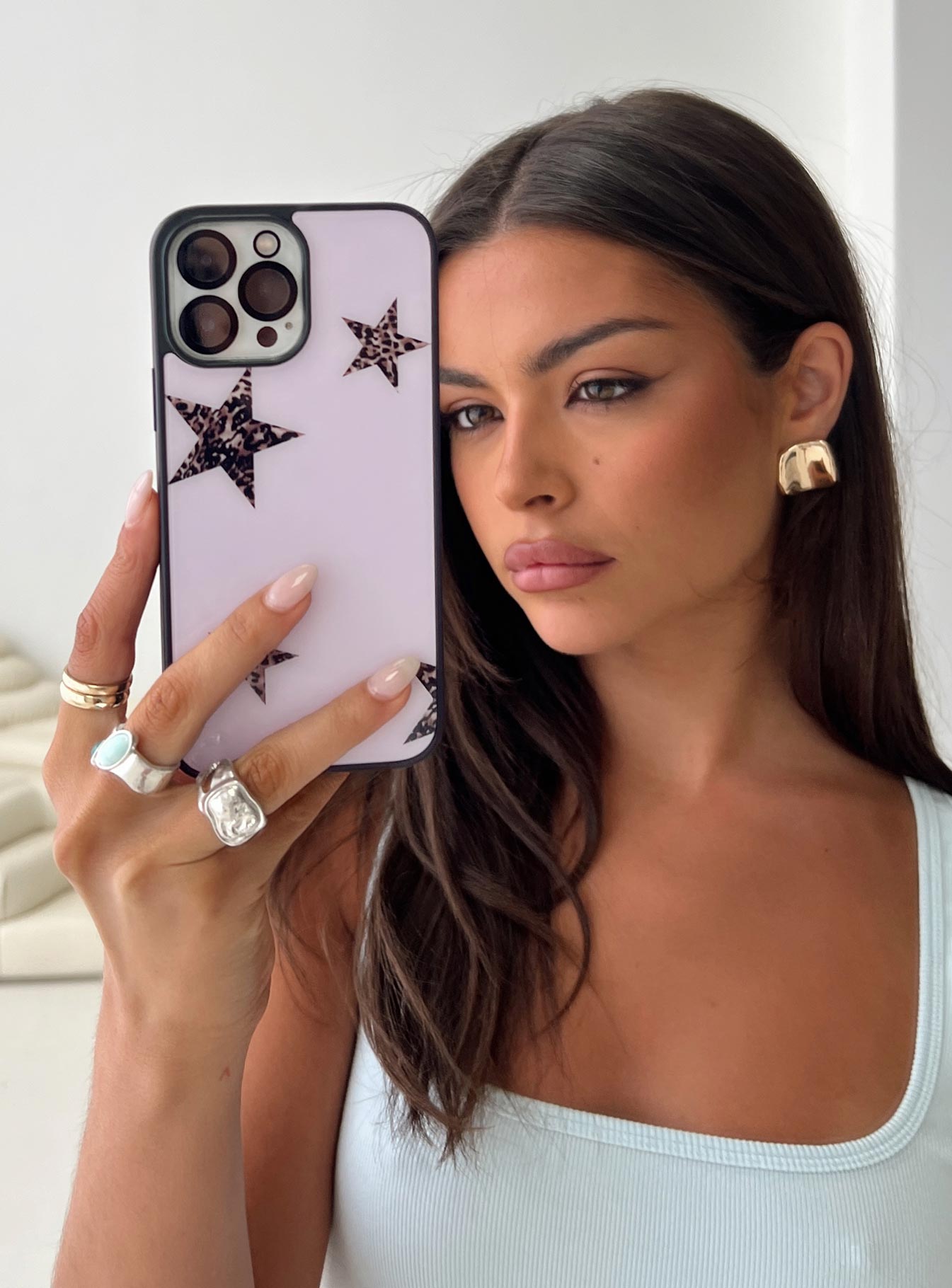 Unfolding iPhone Case Pink / Leopard、mySite、solidvoid