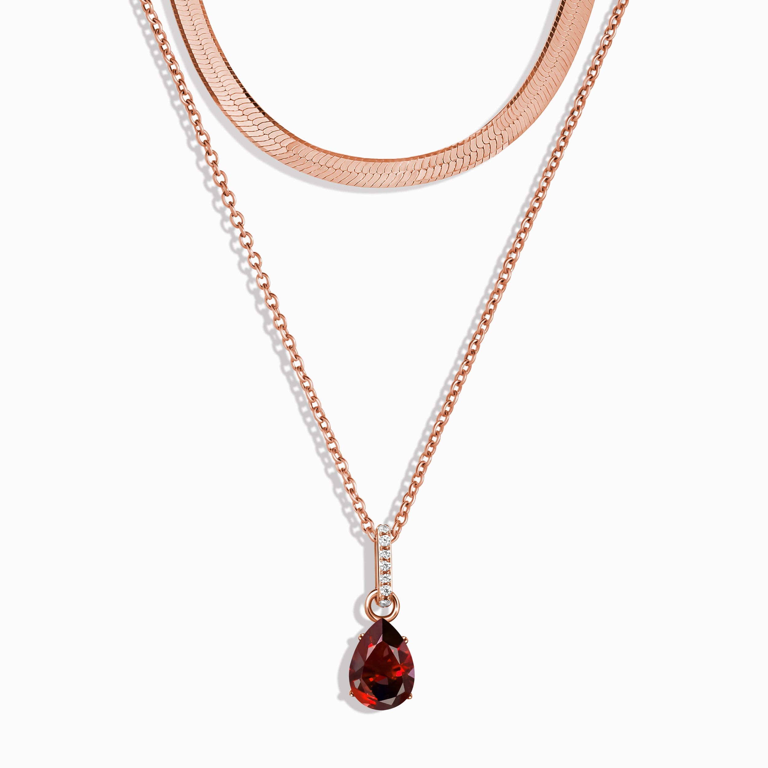 Garnet January Birthstone Sway Necklace & Herringbone Chain、mySite、hinf8tx79