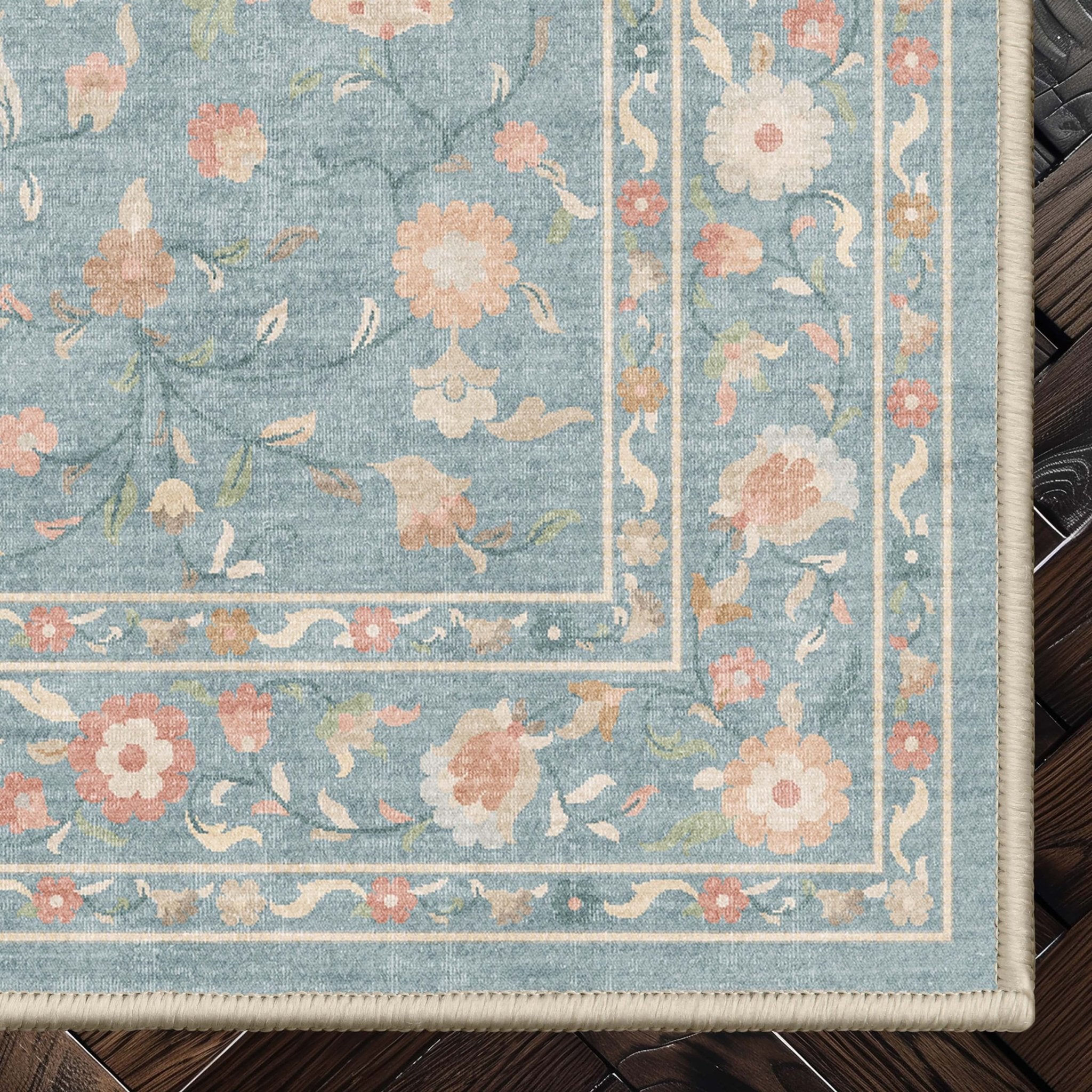 Venice Hereke Floral Botanical Rug – Easy Clean, Stylish Elegant Design、mySite、gigharbornorthrealestate