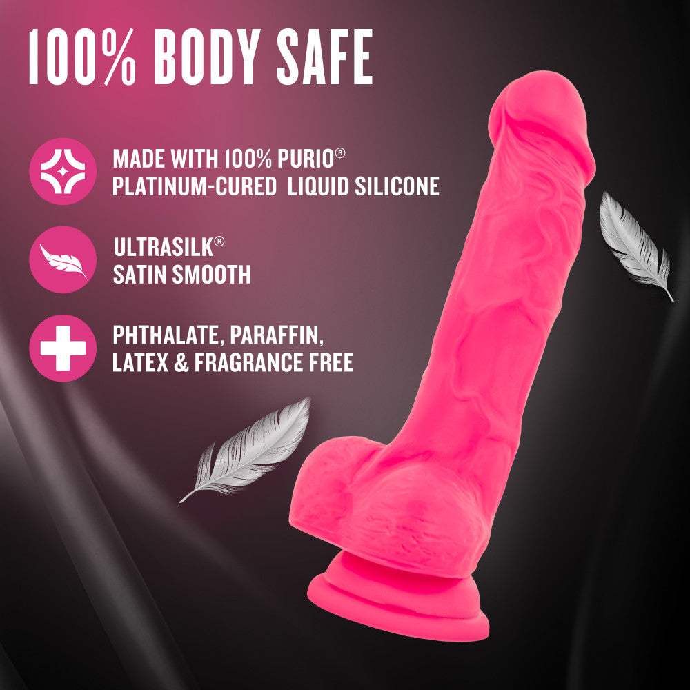 Neo Elite By Blush® | Neon Pink: 7.5-Inch Long Dildo - Made with Purio™ Silicone & SensaFeel® Dual Density Realistic Technology、mySite、bottomscart