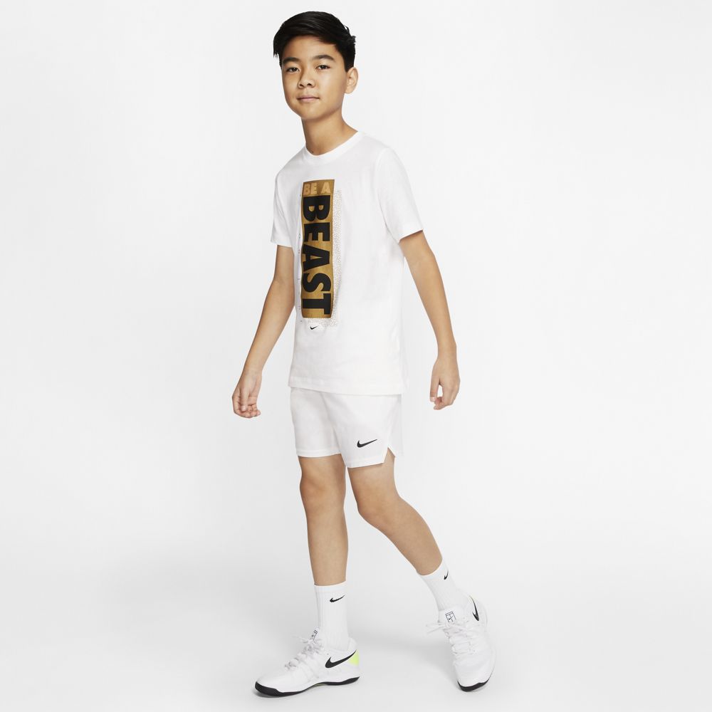 Nike Boys' Court Flex Ace Shorts (White/Black)