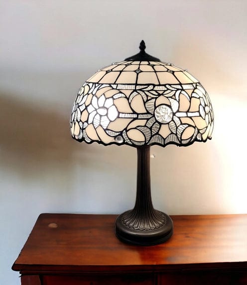 23 Stained Glass Two Light Jeweled Floral Accent Table Lamp、mySite、g9winljtr
