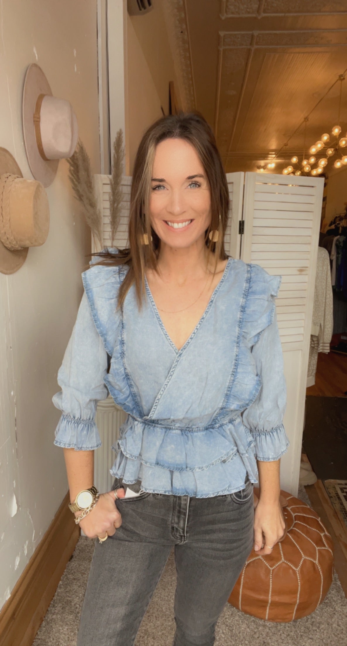 Riley's Ruffle Denim Top、mySite、garagedoors4me