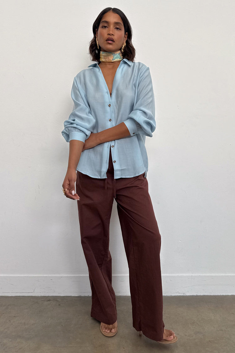 Brown Cotton Linen Demi Trouser、mySite、solidvoid