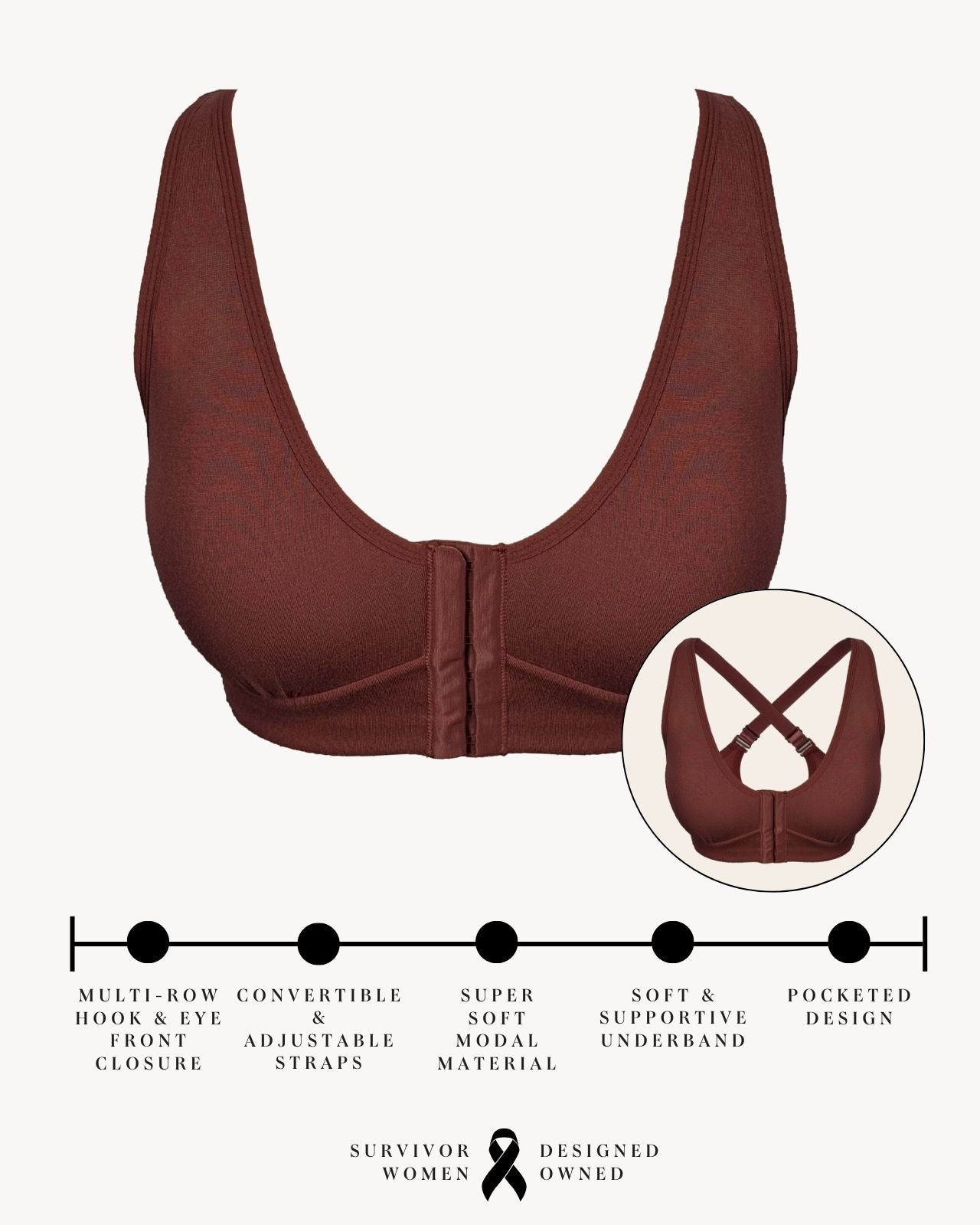 Rora Pocketed Front Closure Bra、mySite、bengalsvssteelers