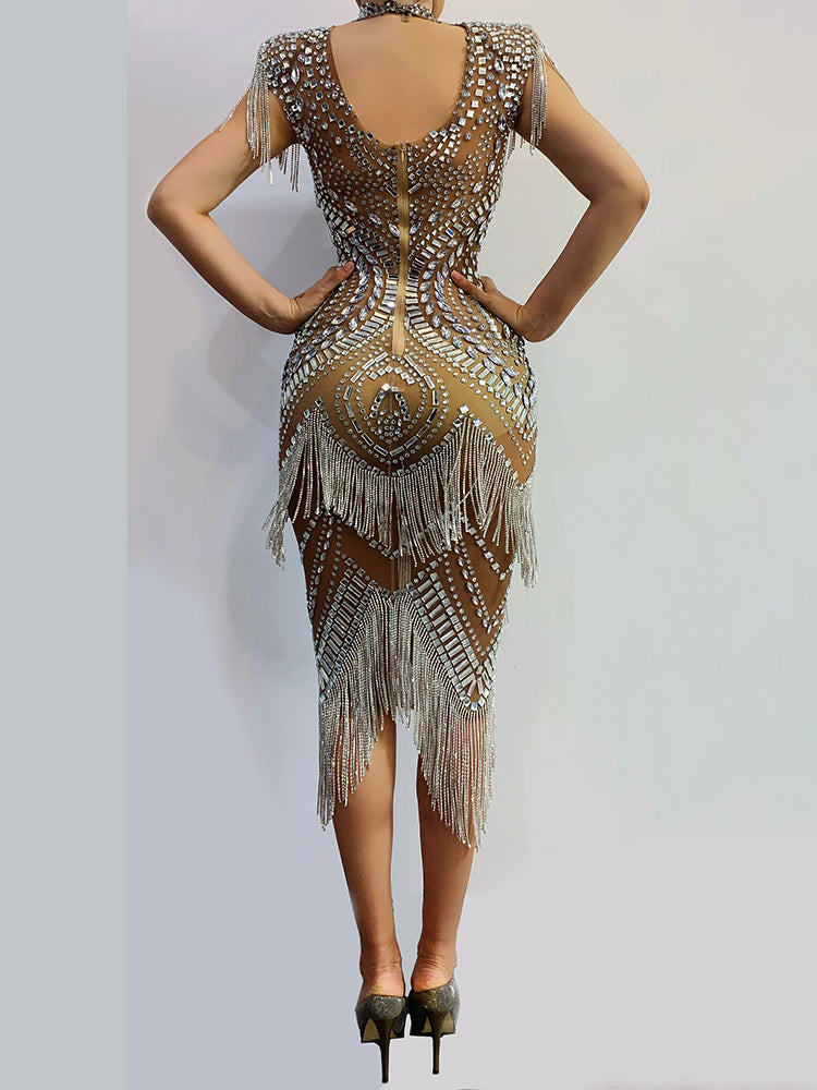  Beige Midi Diamond Dress、mySite、merchandisen