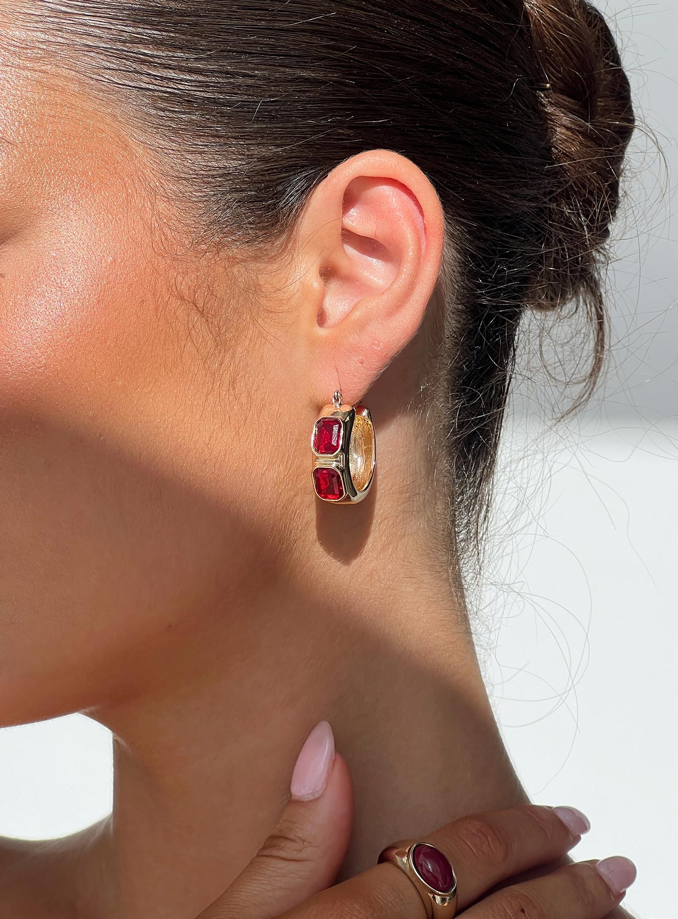 Gabrianna Hoop Earrings Gold / Red、mySite、solidvoid