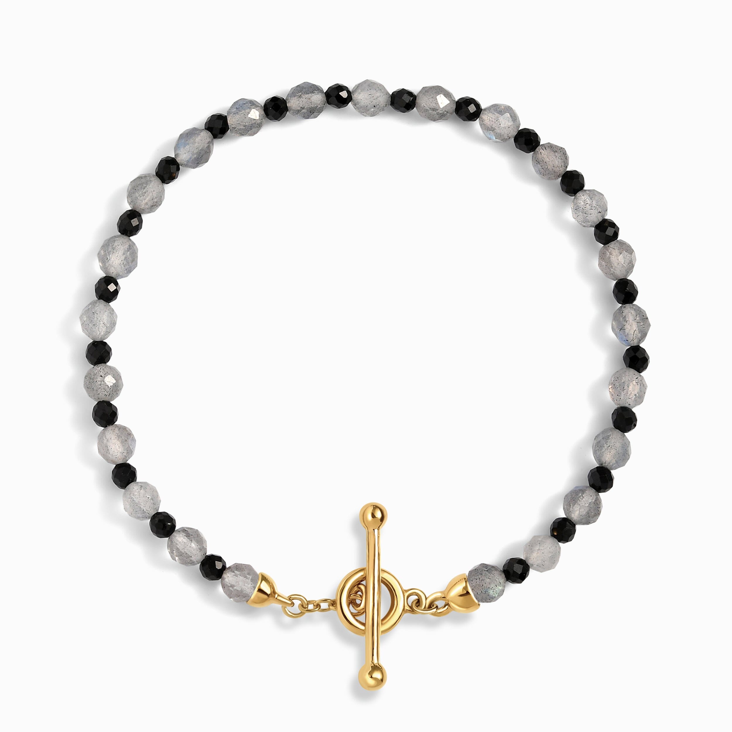 Labradorite Black Spinel T-Lock Beads Bracelet - Power Shield、mySite、hinf8tx79