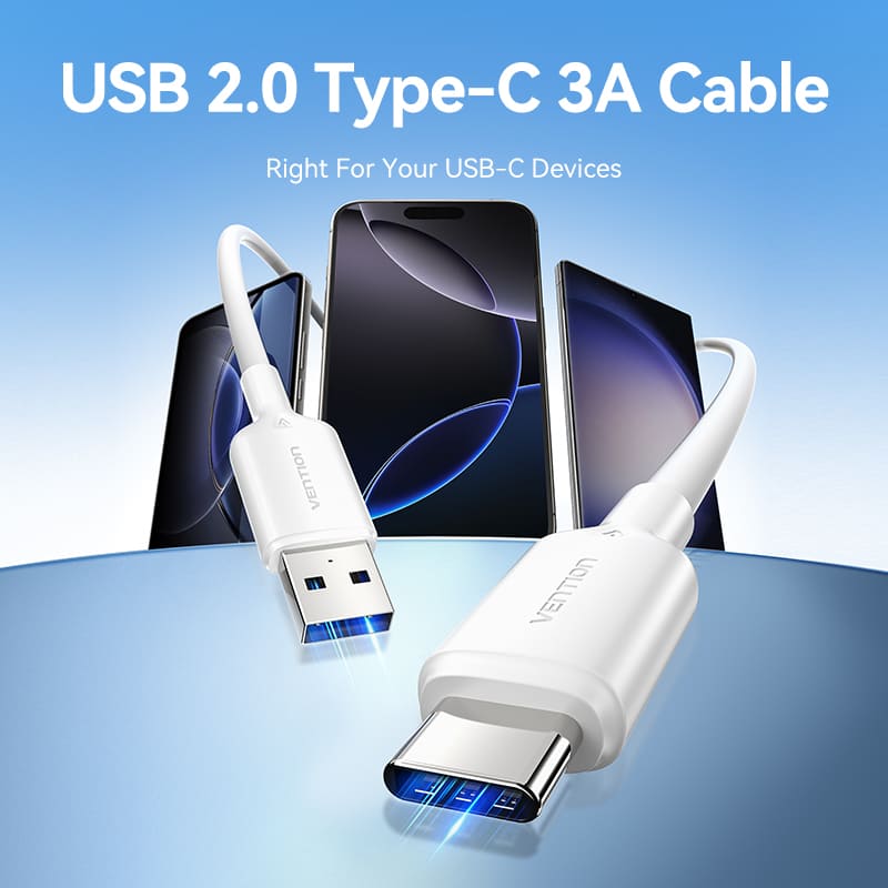Vention USB 2.0 A Male to C Male 3A Cable PVC Type、mySite、fannypackpong