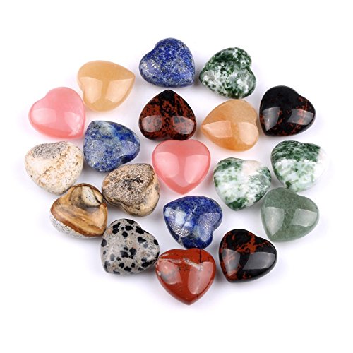  Four worry heart shaped gemstones (Natural Gemstones) set of 4 Natural Semi-precious worry stones、mySite、elrpsem3k
