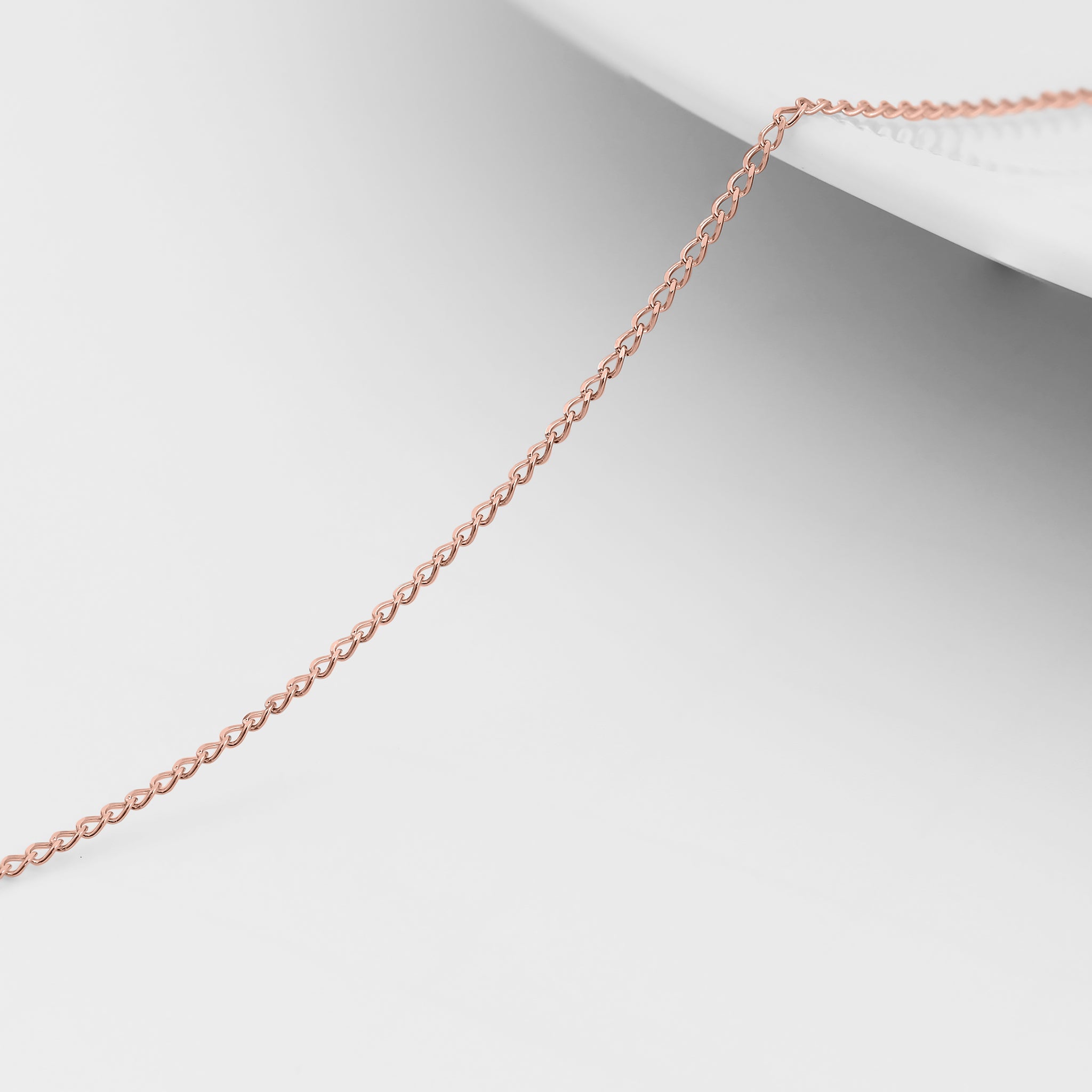 0.9mm Fine Diamond Cut Curb 14K Solid Rose Gold Permanent Jewelry Chain - By the Inch / PMJ0006、mySite、dreamappss