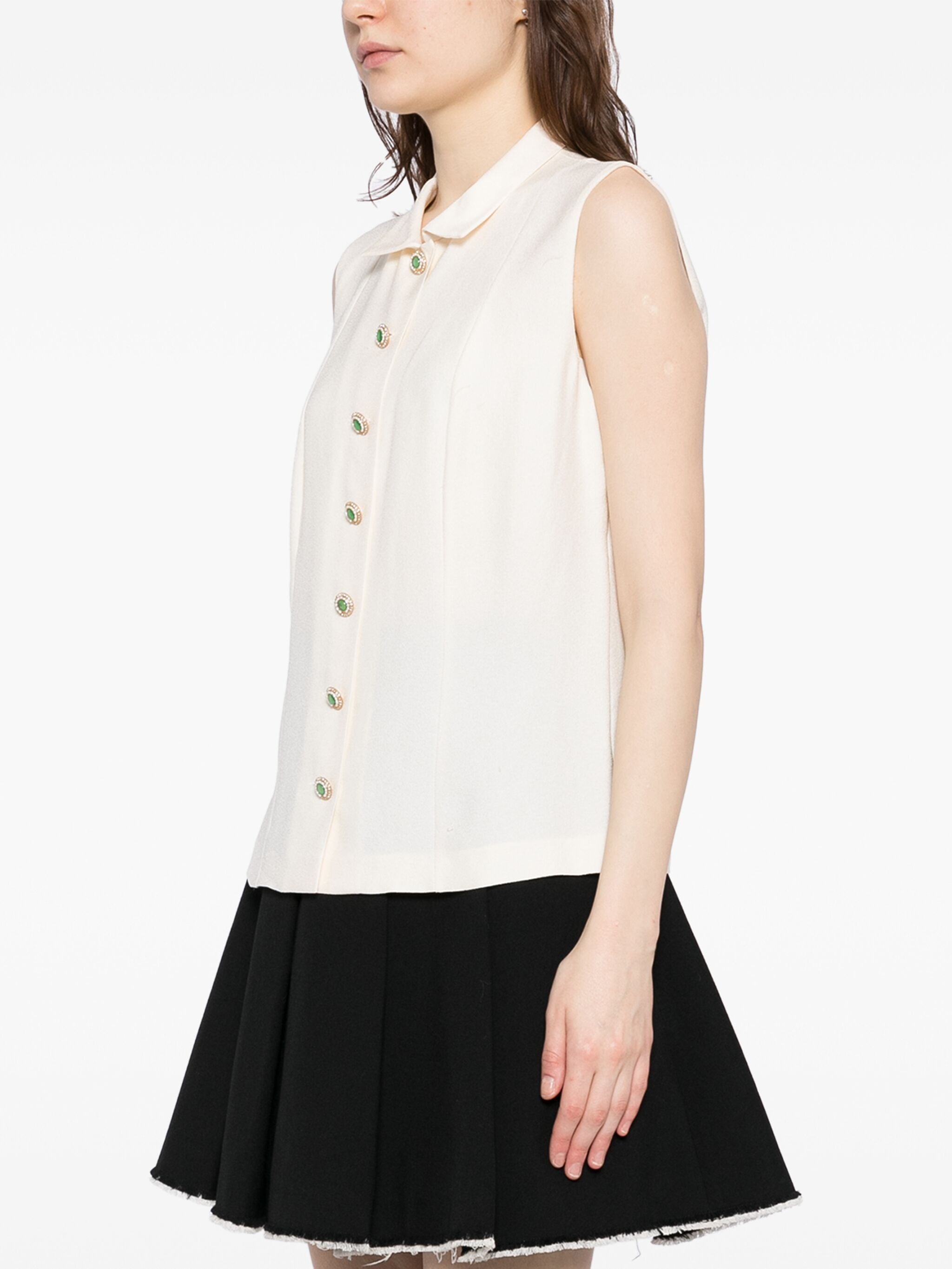 White Embellished Button-Up Shirt、mySite、garminoutage.com
