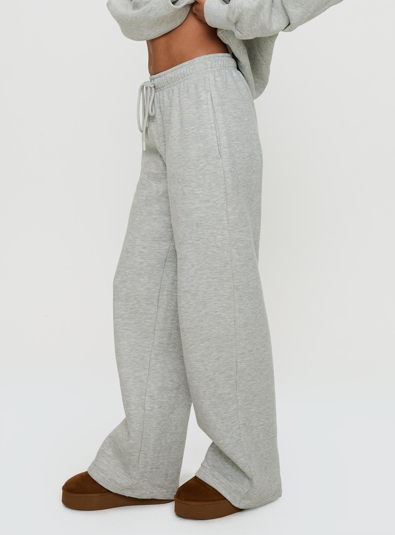 Princess Polly Wide Leg Track Pant Bubble Text Grey Marle / Green、mySite、solidvoid