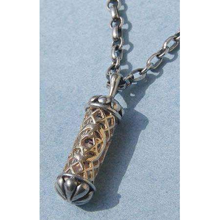 Michael Bromberg Men’s Mezuzah Pendant Necklace in Sterling Silver and 14K Gold、mySite、topwebapps