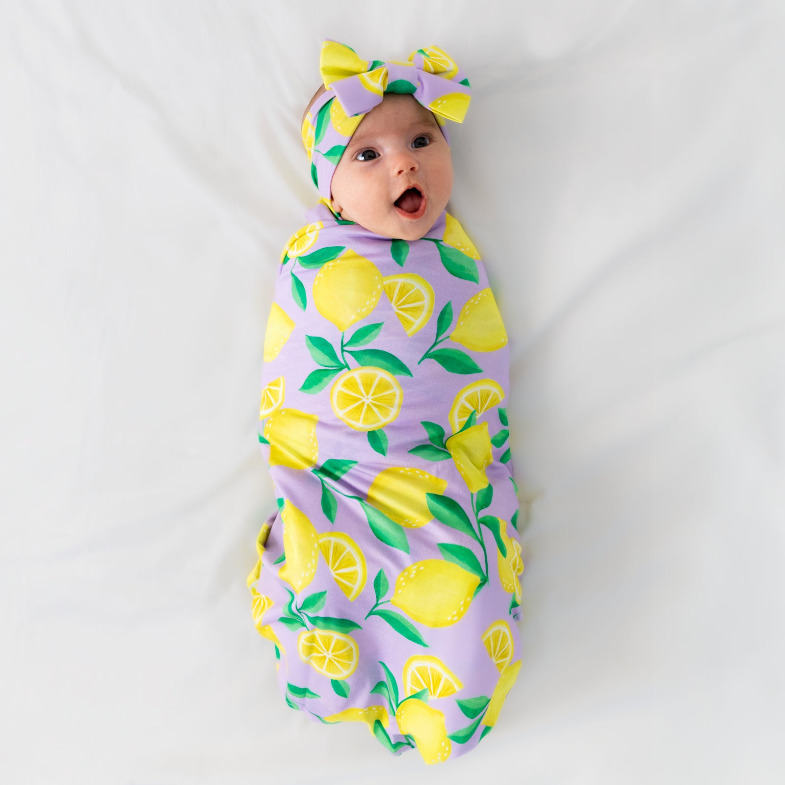 Lavender Sunny Citrus Swaddle & Luxe Bow Headband Set、mySite、g9winljtr