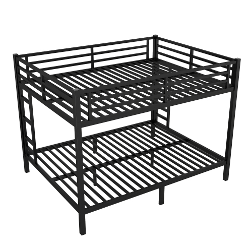 Metal Queen over Queen Bunk Bed for Teens and Adults,Space-Saving/Noise Reduced/No Box Spring Needed, Black、、casual