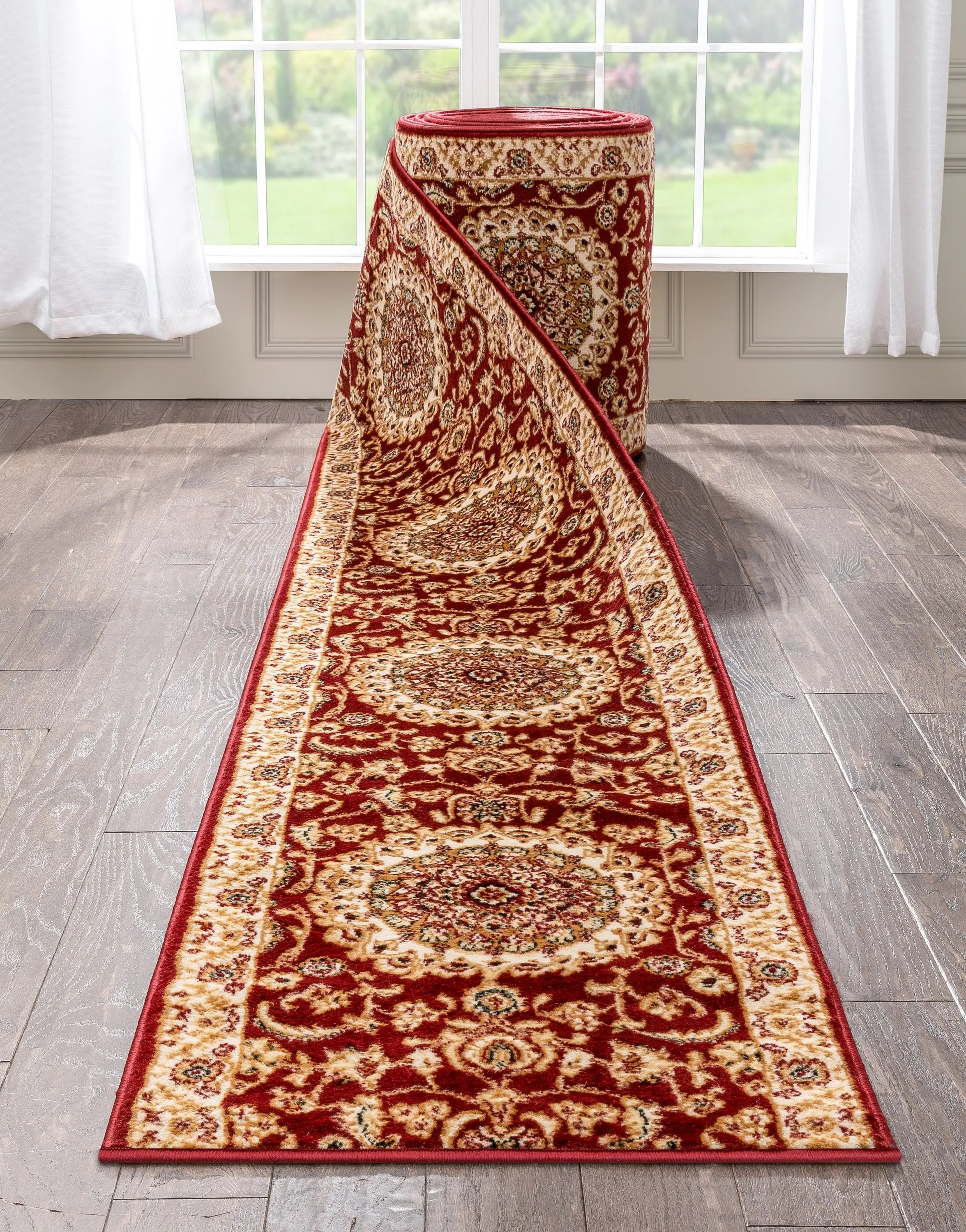 Custom Size Runner Medallion Oriental Persian Pattern Red Choose Your Width x Choose Your Length Hallway Runner Rug、mySite、gigharbornorthrealestate