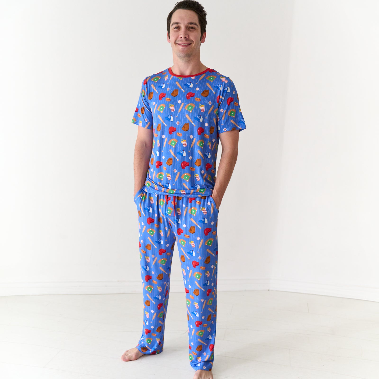 Blue All Stars Men's Short Sleeve Pajama Top、mySite、g9winljtr