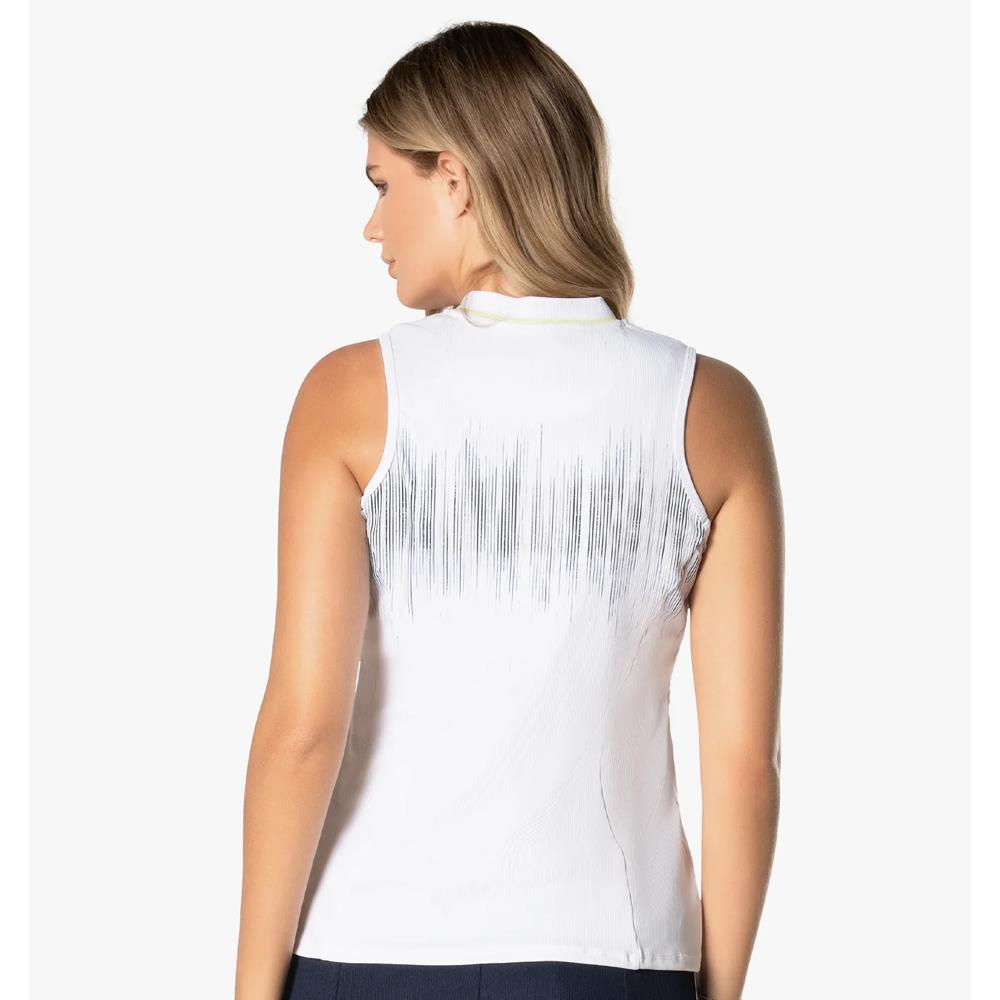 Lucky in Love Women's Electric Toile Between The Lines Zip Tank - White、mySite、neckold