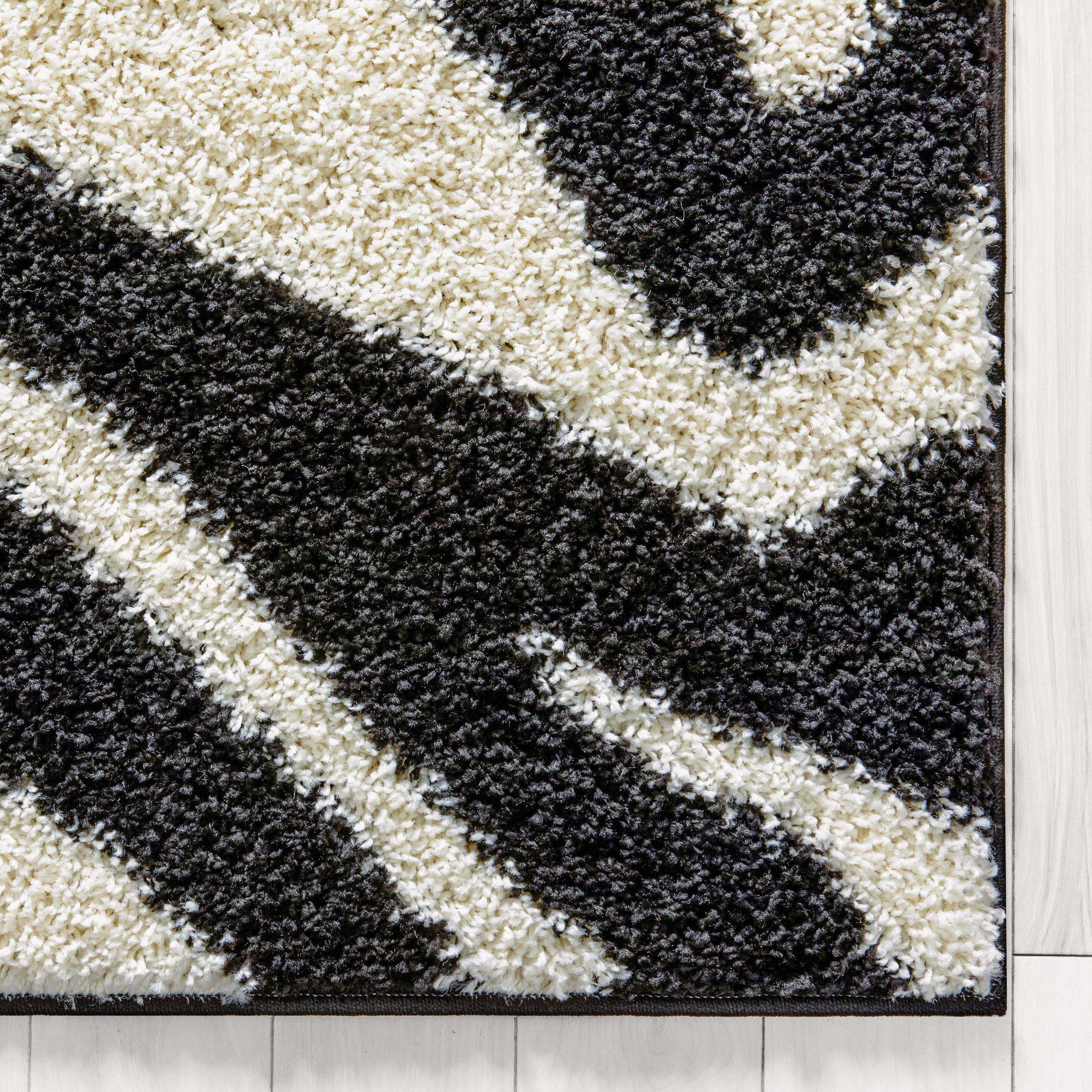 Safari Zebra Black Contemporary Shag Rug、mySite、gigharbornorthrealestate