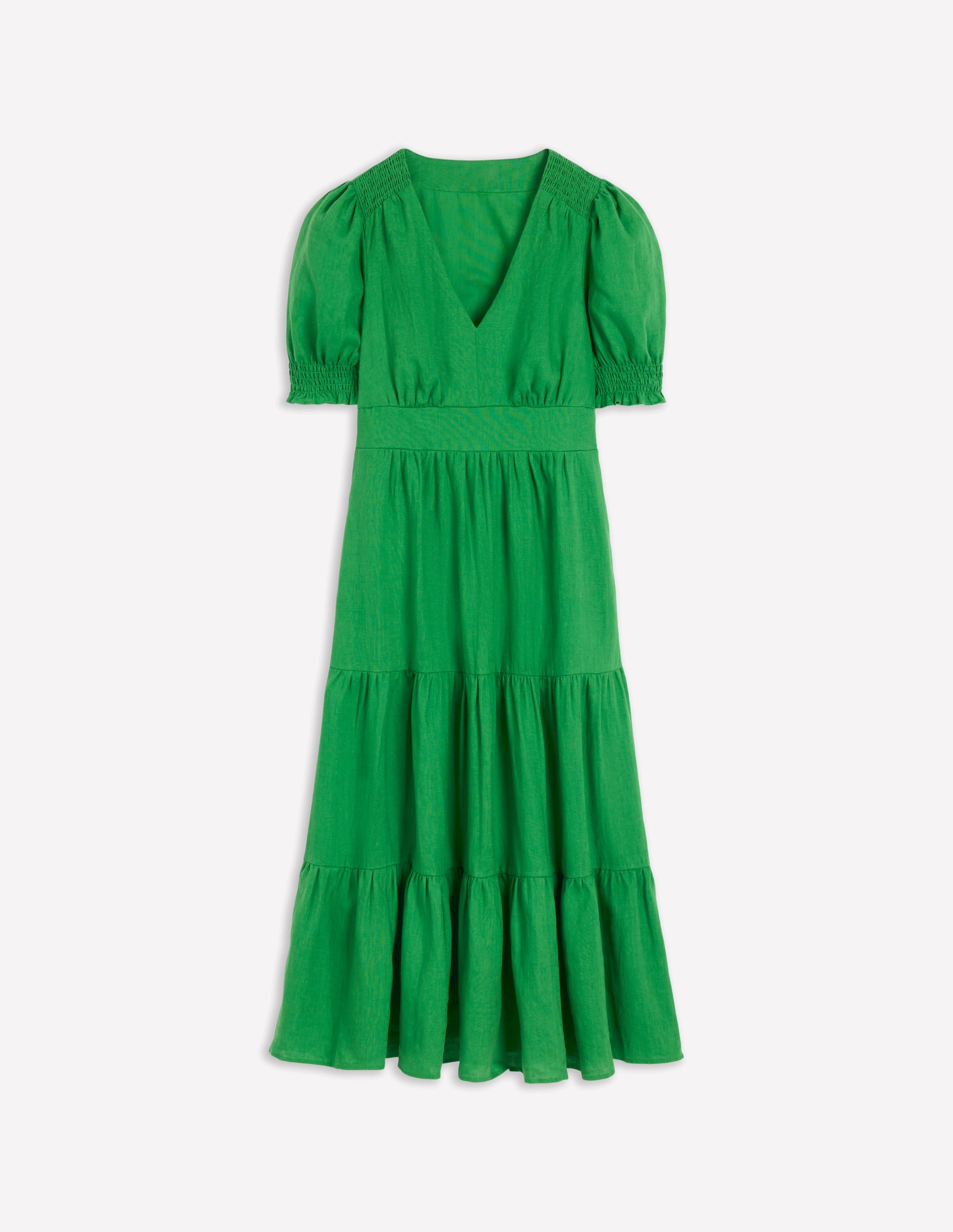  Anna Linen Tiered Midi Dress-Paradise Green、mySite、ashleygrahame
