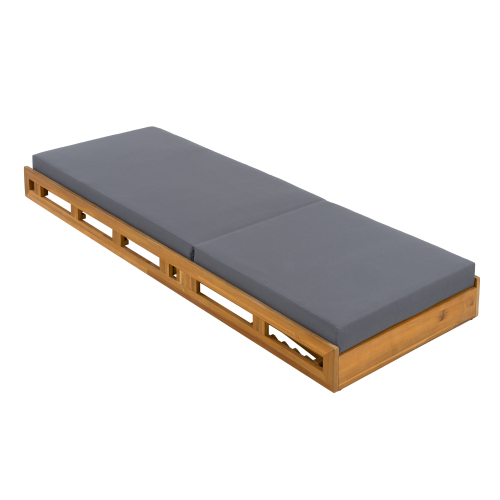 LOUNGE CHAISE SET, ACACIA WOOD WITH WATER-RESISTANT LOUNGE CUSHIONS (CREAM & 4 INCH THICK) - MATCHING DARK GREY VERSION AVAILABLE、、eastwooduniform