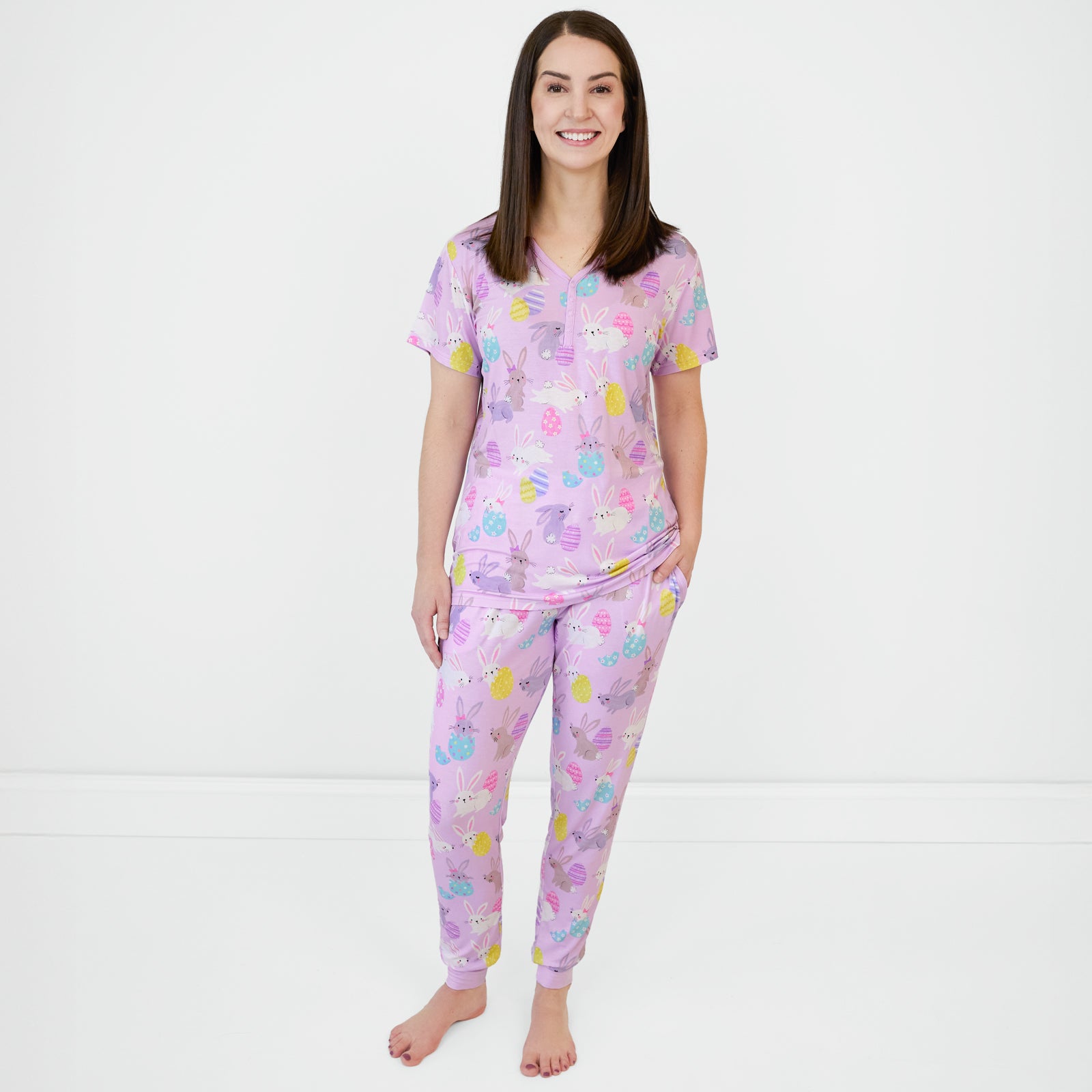  Lavender Hoppy Days Women's Short Sleeve Pajama Top、mySite、layawaytickets