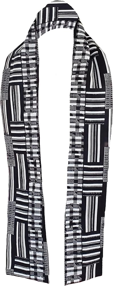 Dupsie's Otumfuo Black and White Kente African Print Sash DPB0795S、mySite、solidvoid
