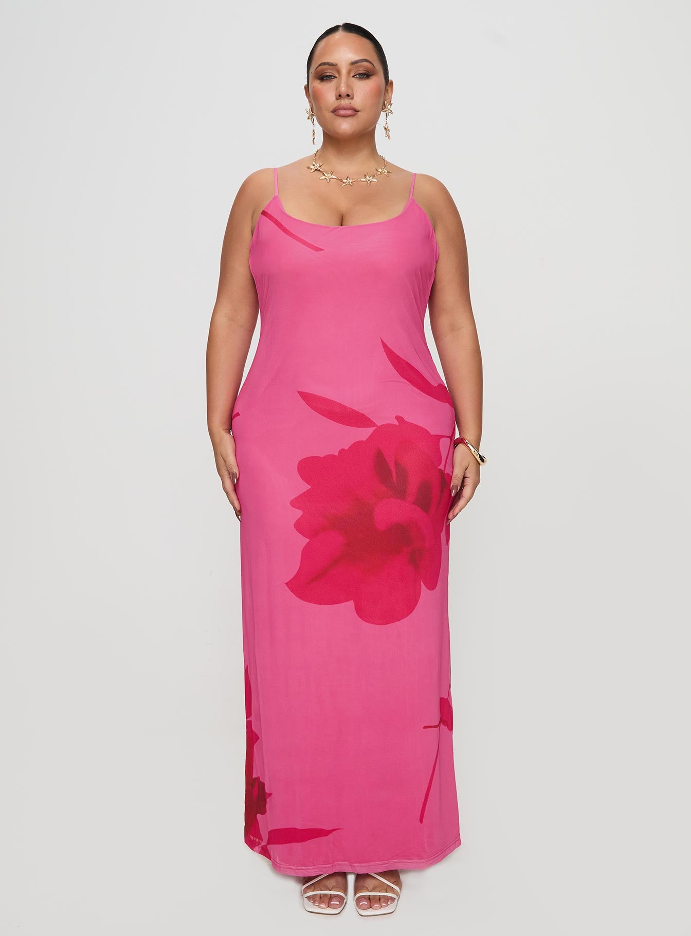 Knox Maxi Dress Hot Pink Floral Curve、mySite、solidvoid