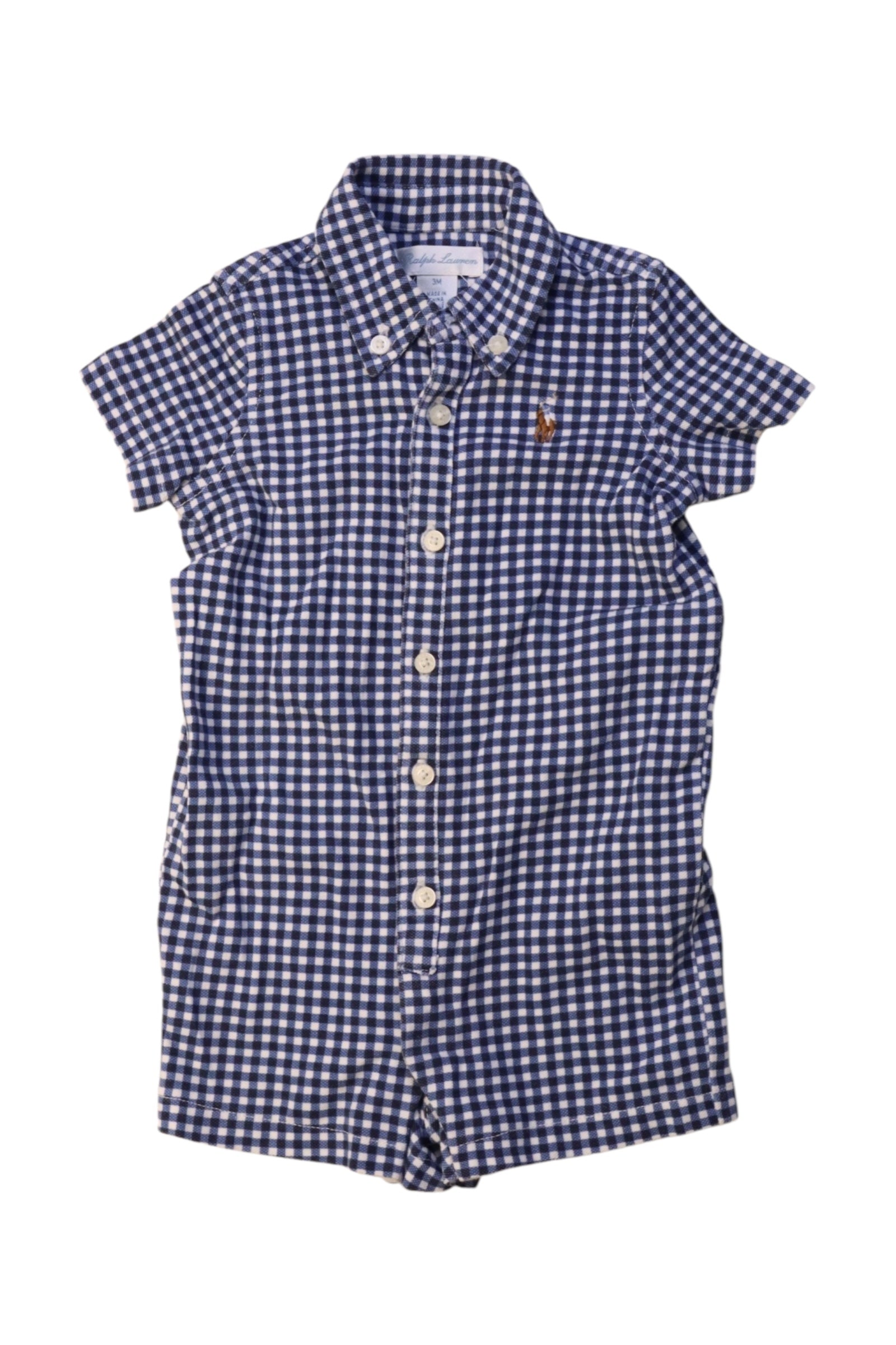 Ralph Lauren Checkered Short Sleeve Romper, 0-3M、mySite、g9winljtr