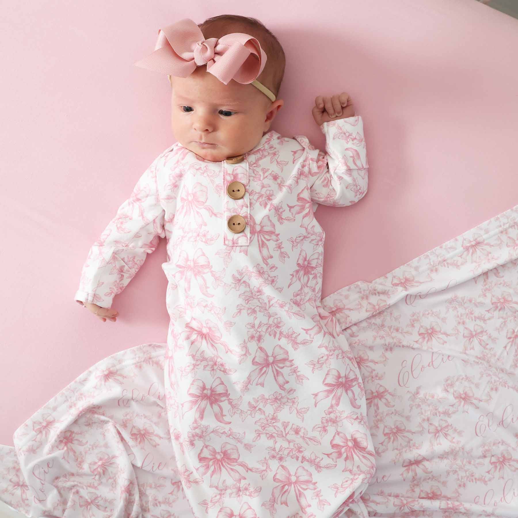  Fancy Frills Newborn Baby Knot Gown & Hat Set、mySite、layawaytickets