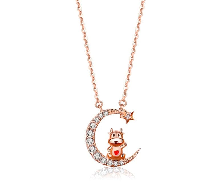 Zodiac Baby Animal Necklaces-Chinese Zodiac Cute Rose Gold Plated Sterling Silver、mySite、g9winljtr