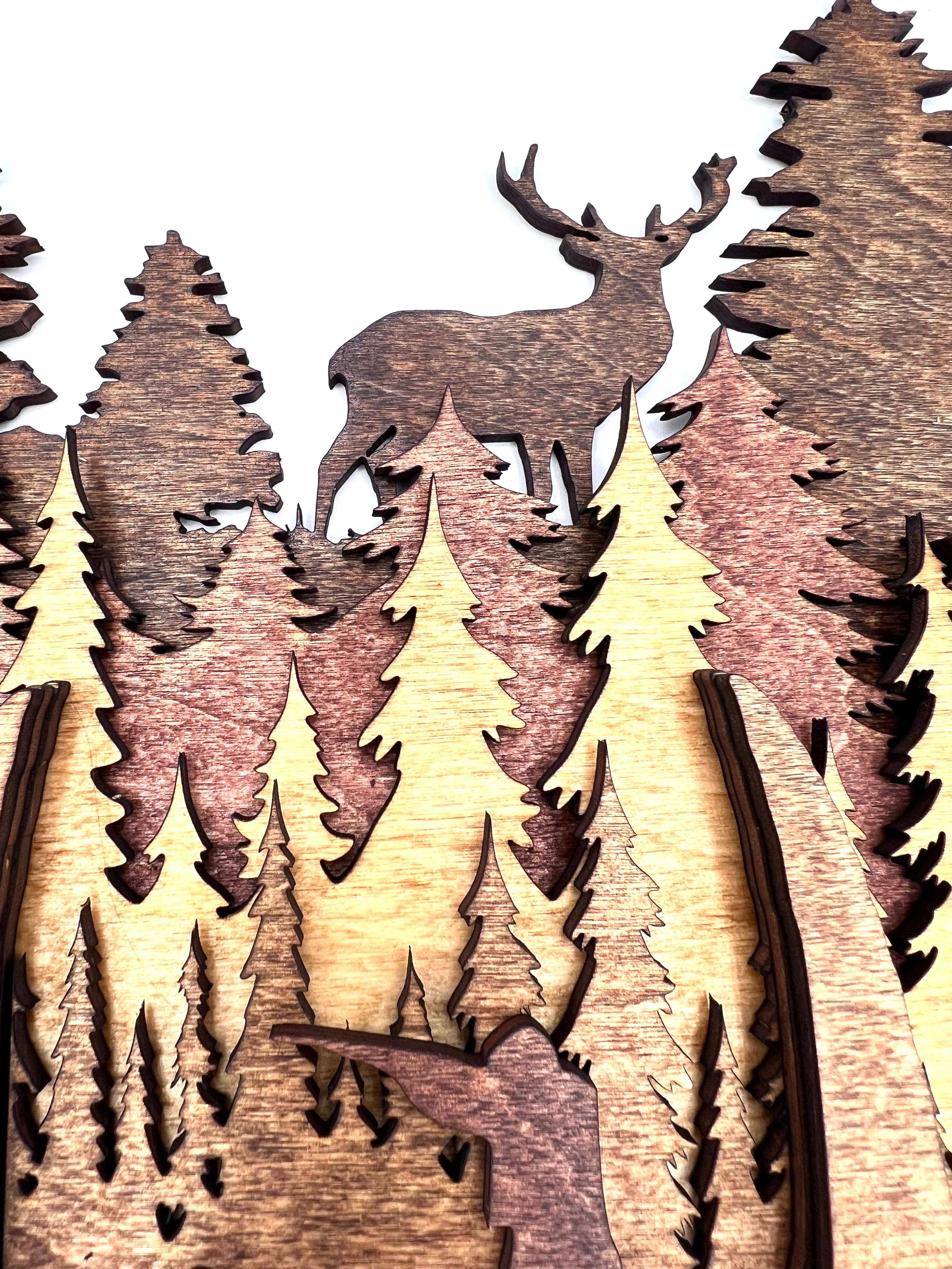 Handmade Deer Antlers Multi-Layer Wood Wall Hanging、mySite、g9winljtr