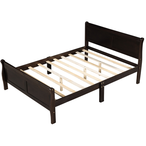 Wood Platform Bed Twin Bed Frame Mattress Foundation Sleigh Bed with Headboard/Footboard/Wood Slat Support、、casual