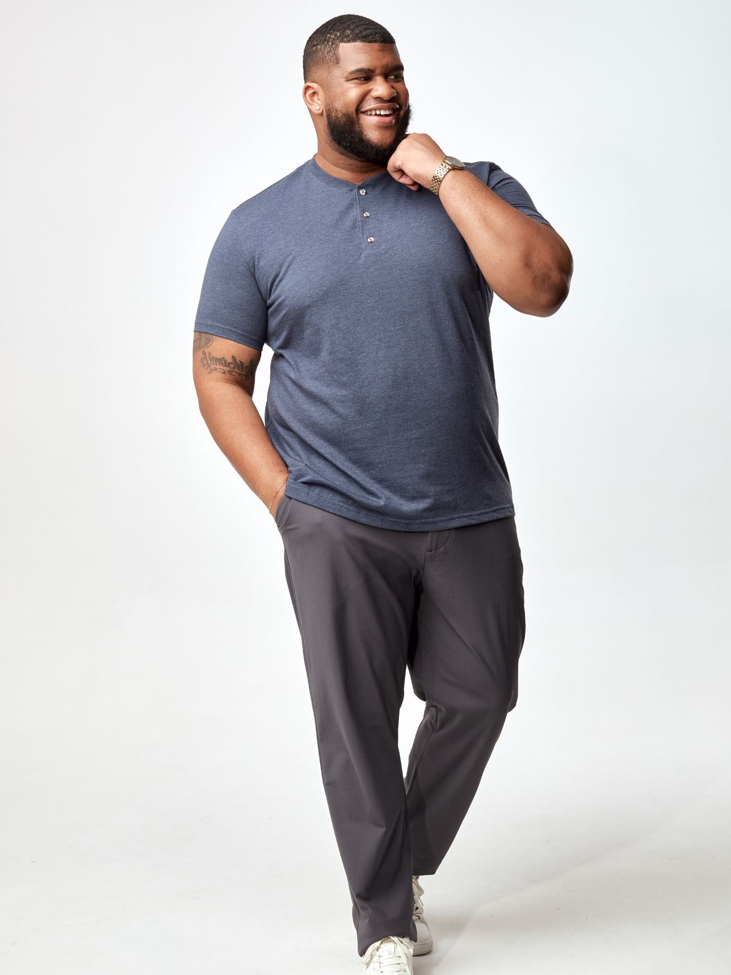  Navy Short Sleeve Henley、mySite、ghnorth