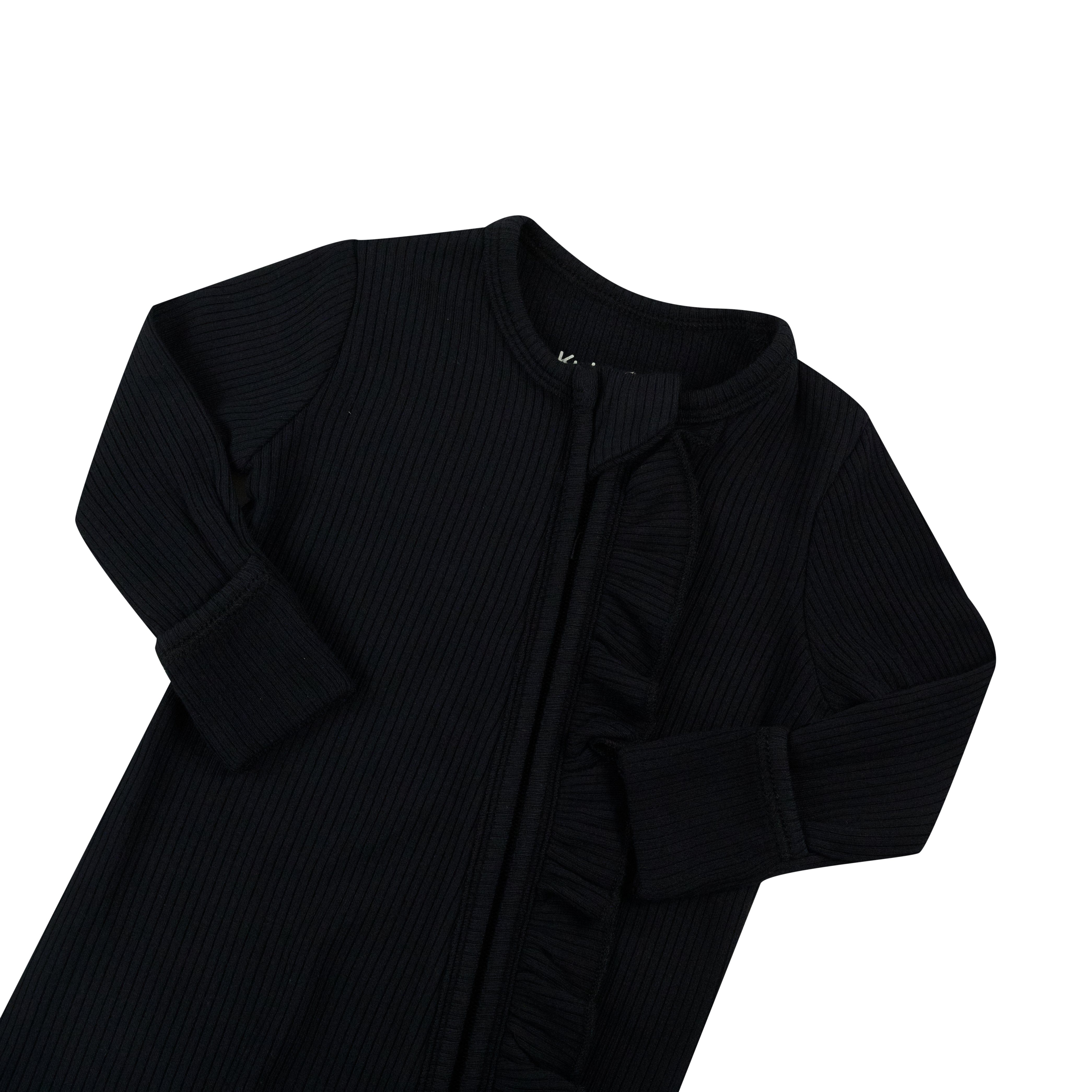  Ribbed Ruffle Zipper Romper in Midnight、mySite、layawaytickets