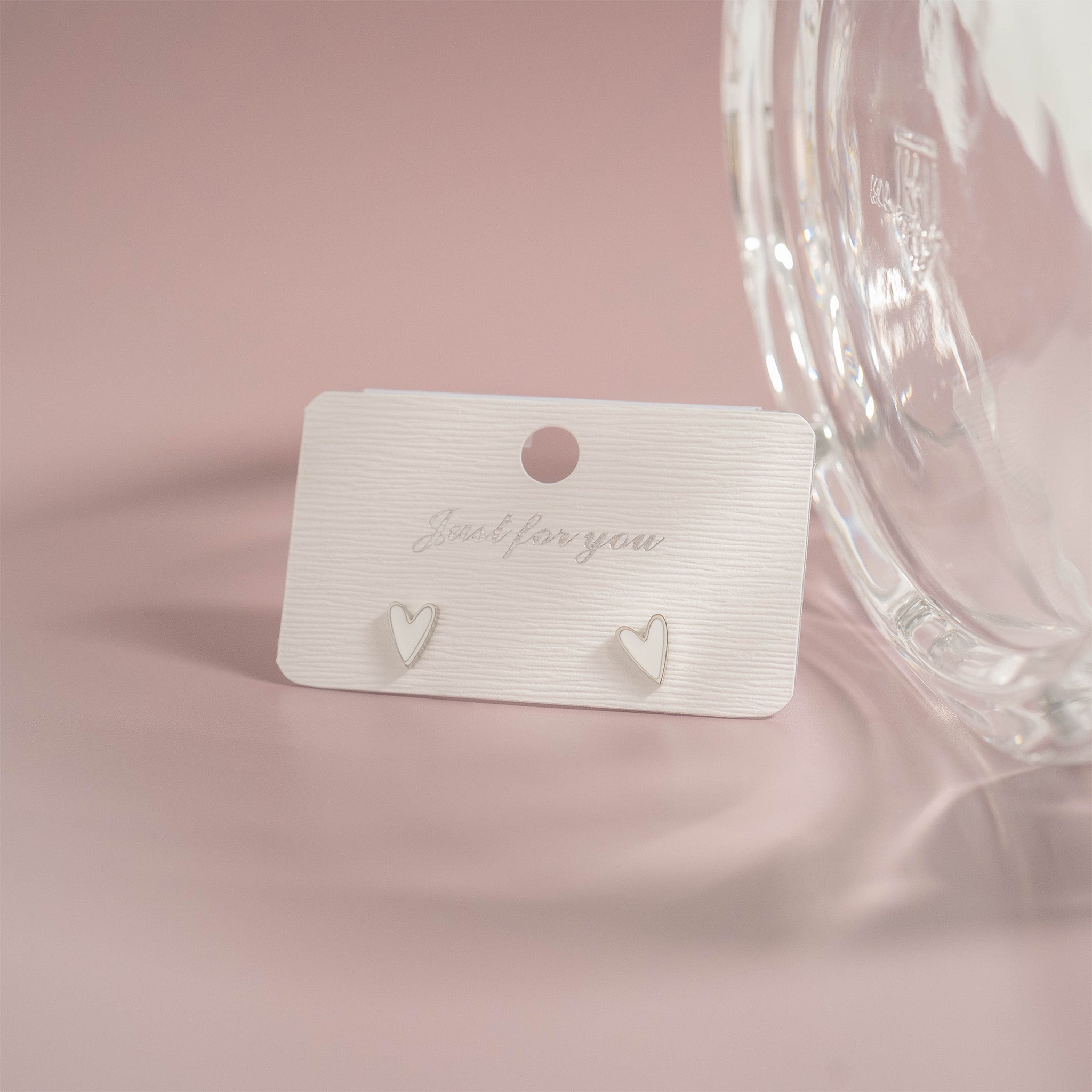 18K Gold PVD Stainless Steel White Enamel Heart Studs / ERJ0081、mySite、dreamappss